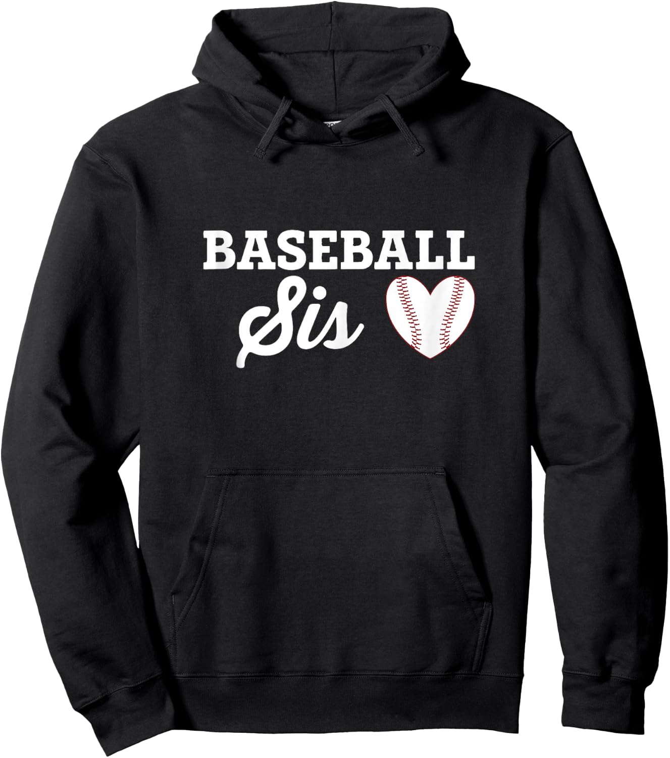 Baseball Sis Sister Love Heart Baseball Sports Hoodie - Hoodie | Black