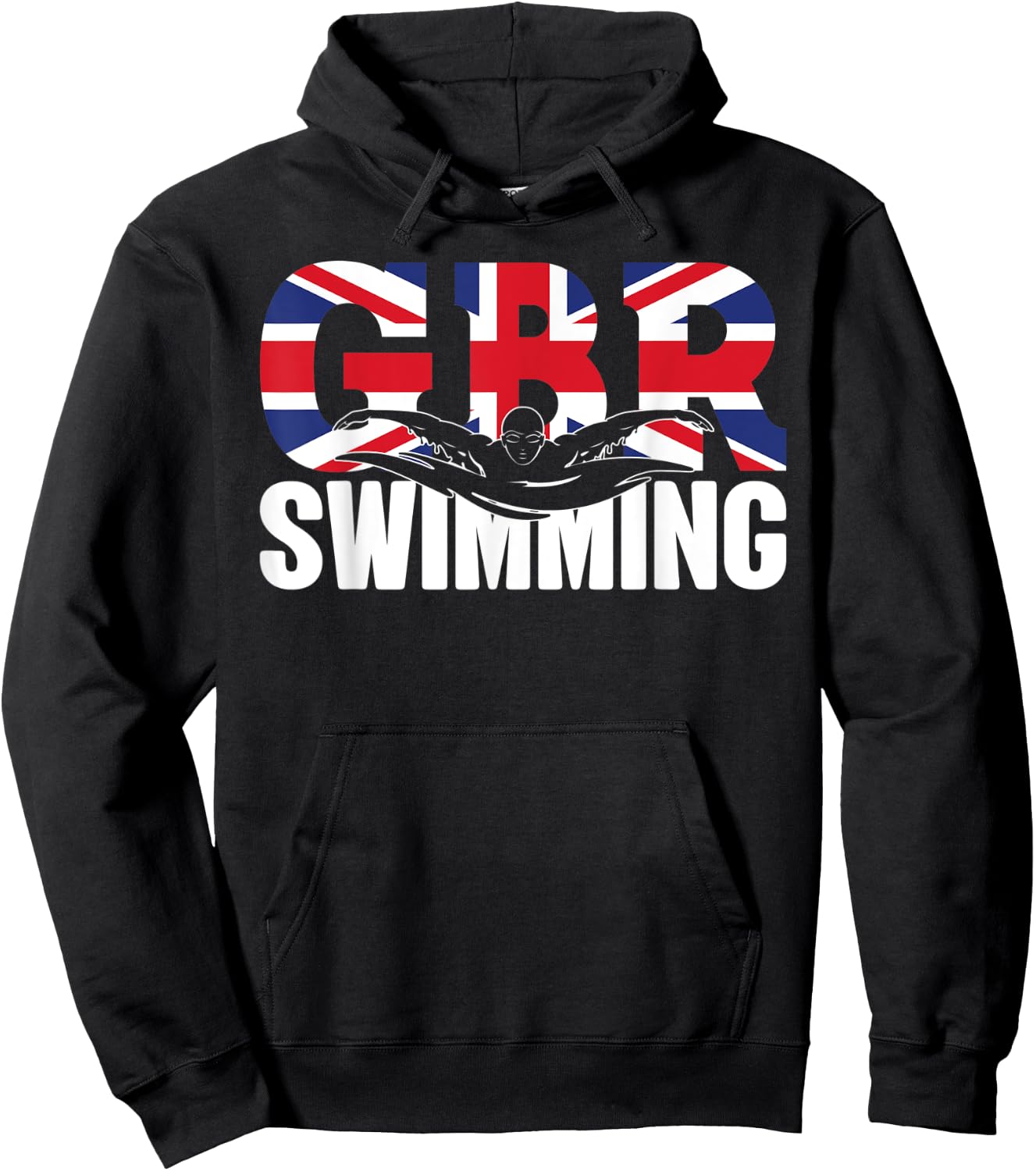 Swimming - GBR Britisch Union Flag - Water, Swimmer & Swim Hoodie - Hoodie | Black