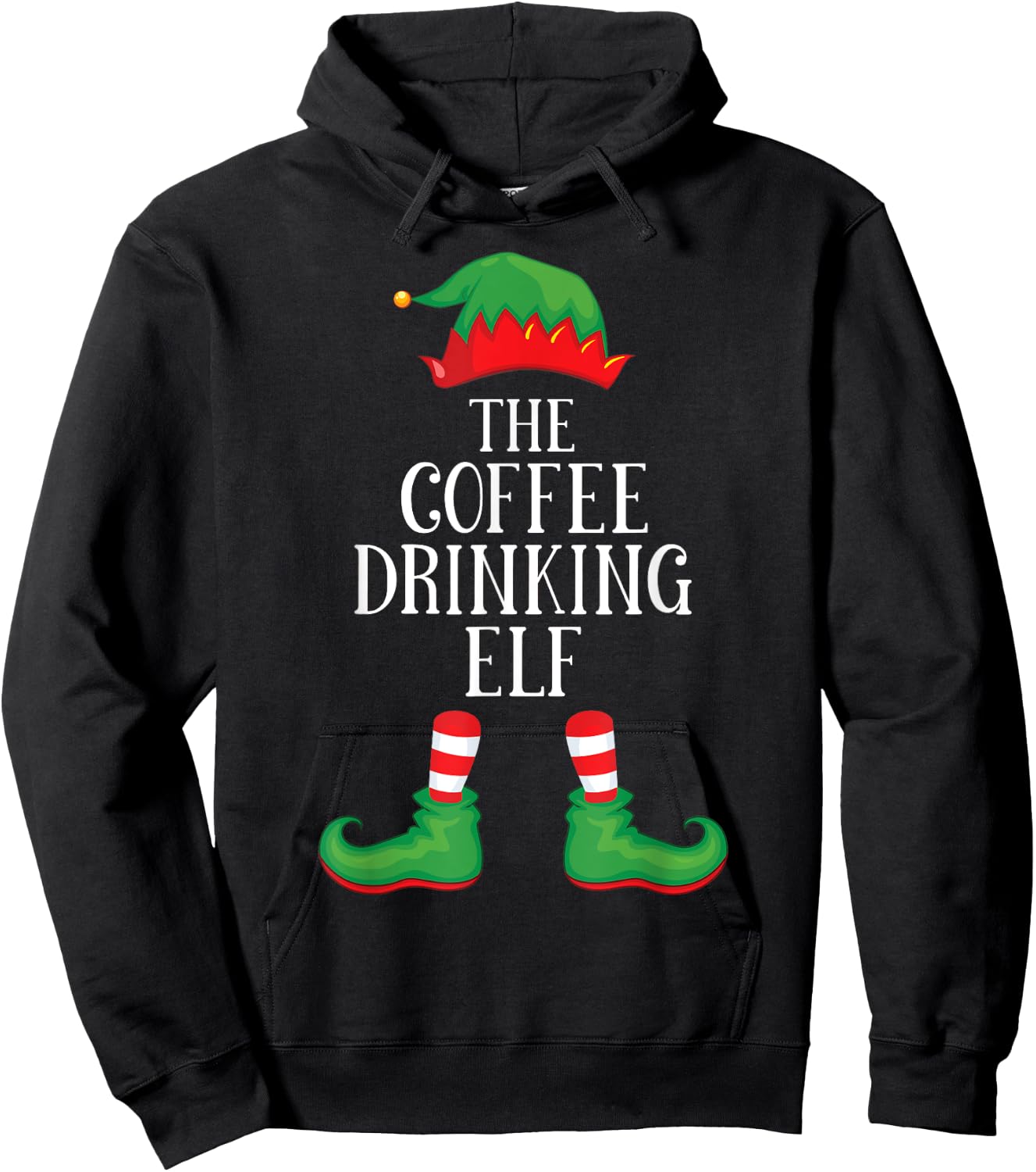 Coffee Elf Matching Group Xmas Funny Family Christmas Hoodie - Hoodie | Black