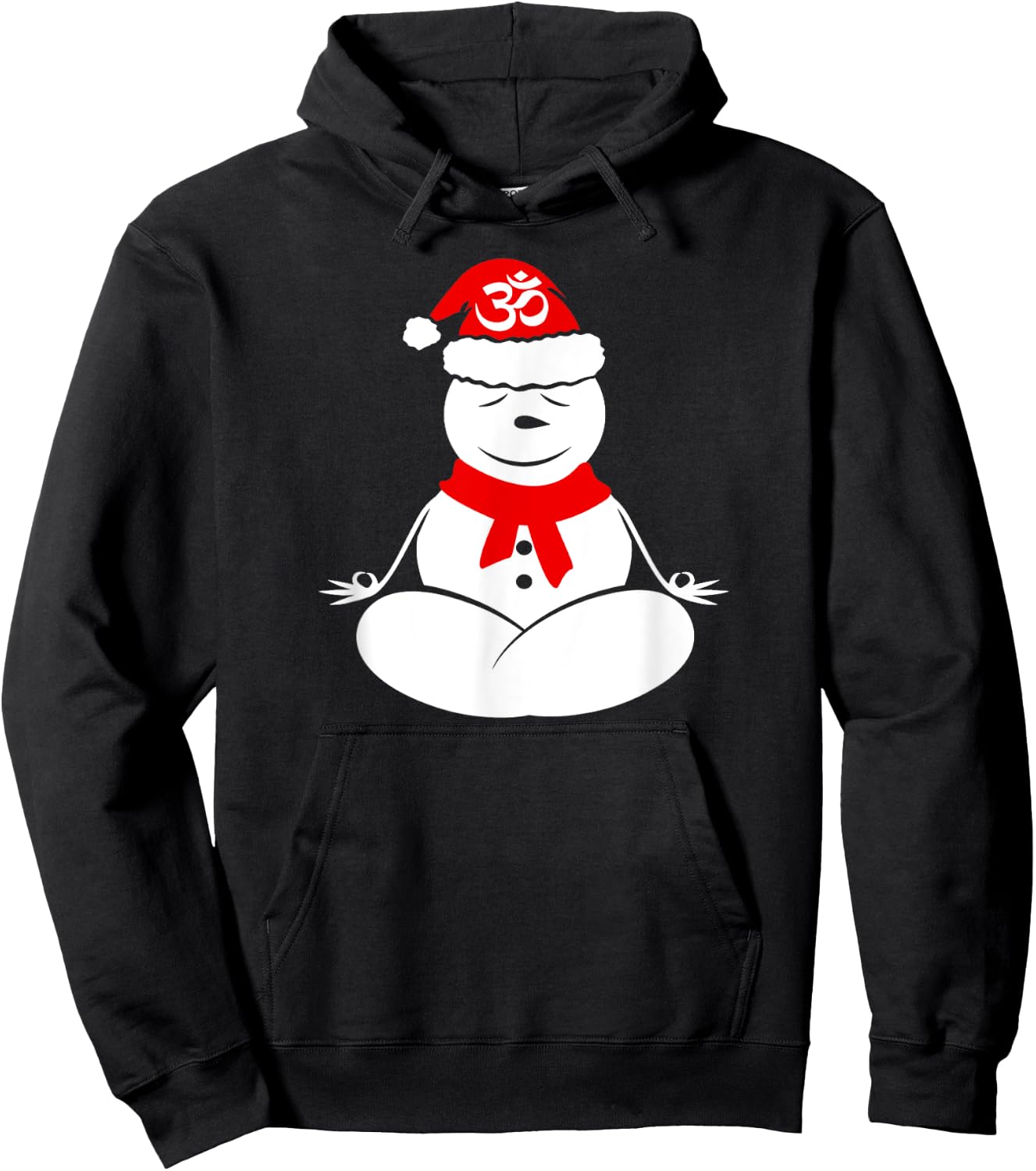 Lotus Pose Meditating Yoga Snowman Funny Christmas Hoodie - Hoodie | Black