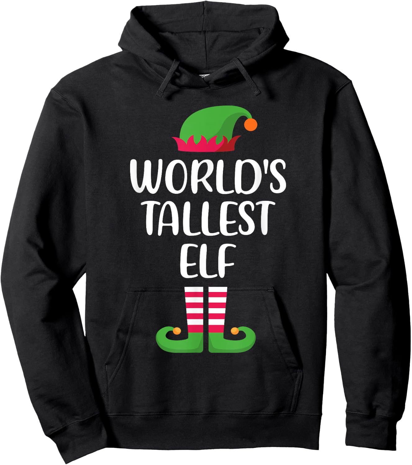 World's Tallest Elf Matching Family Group Christmas Hoodie - Hoodie | Black