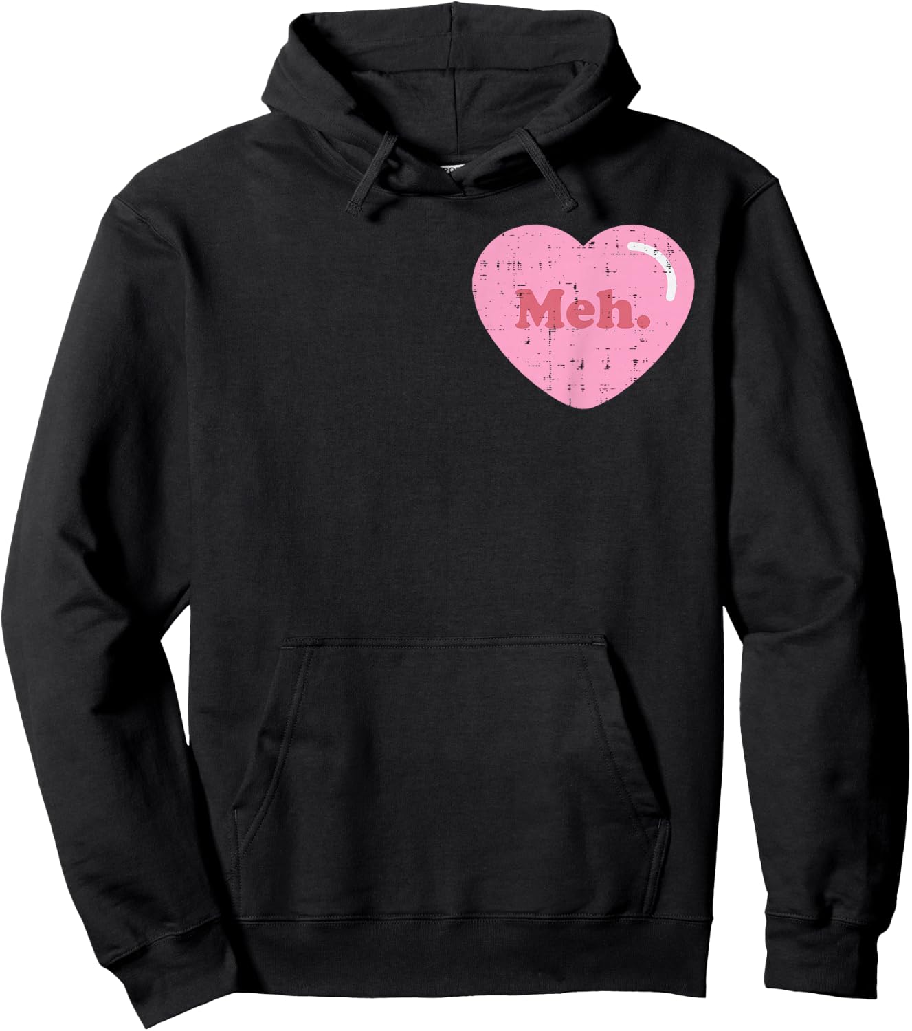 Meh Heart Pocket Funny Anti Valentines Day Single Gift Hoodie - Hoodie | Black