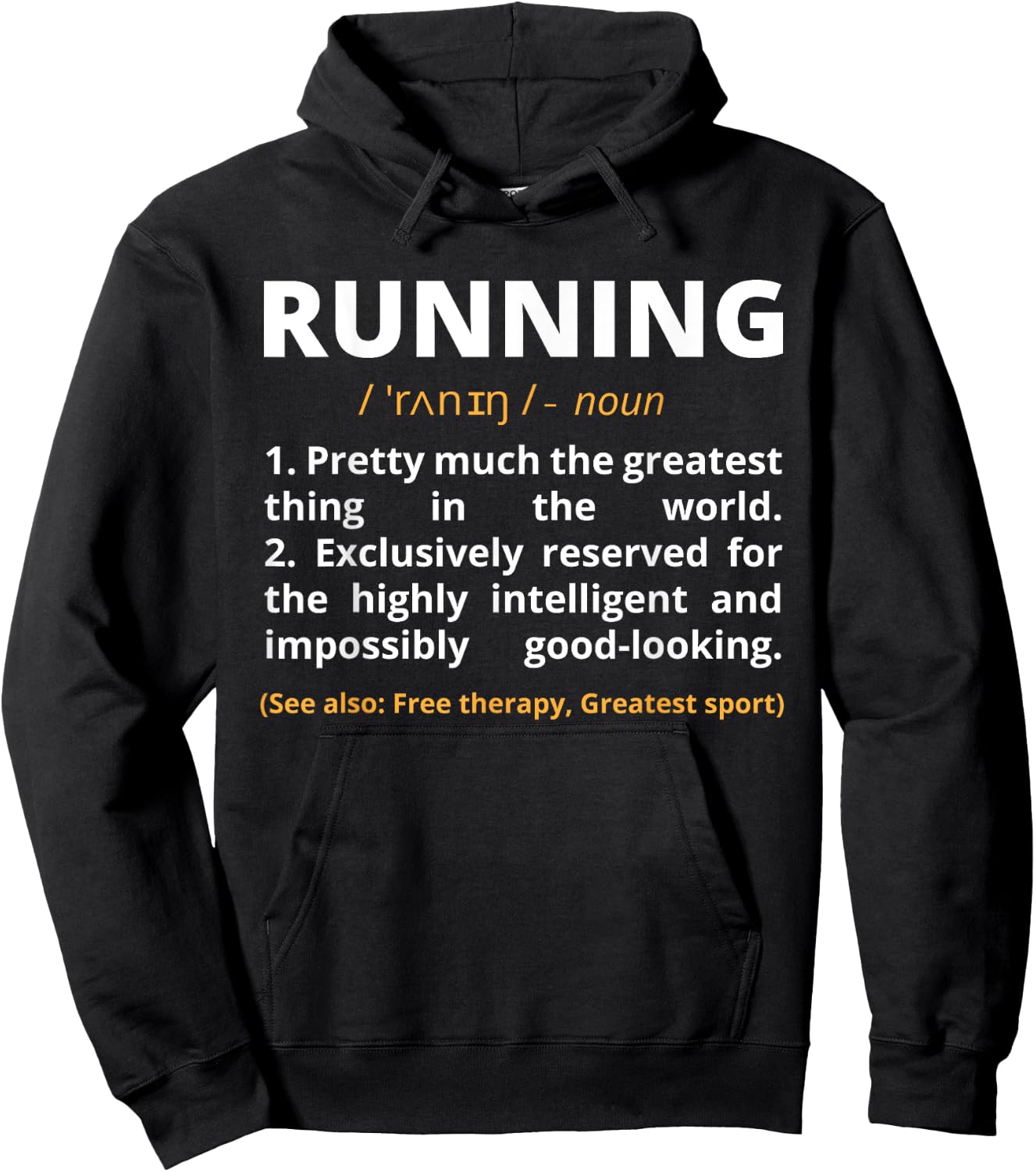 Funny Marathon Running Apparel -Adults Black Small Classic Fit Short Sleeve Cotton Polyester Running Definition Noun Track Field Gift Coach Hoodie - Hoodie | Black