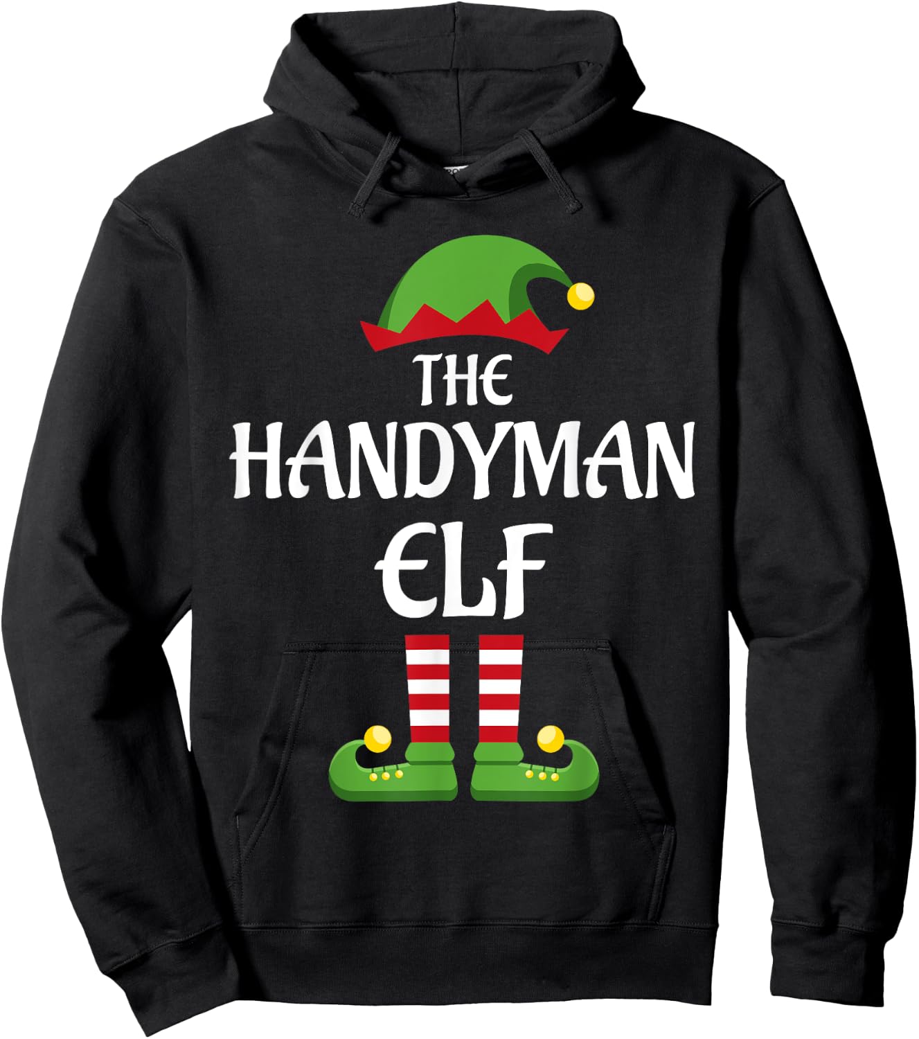 Handyman Elf Family Matching Group Christmas Hoodie - Hoodie | Black