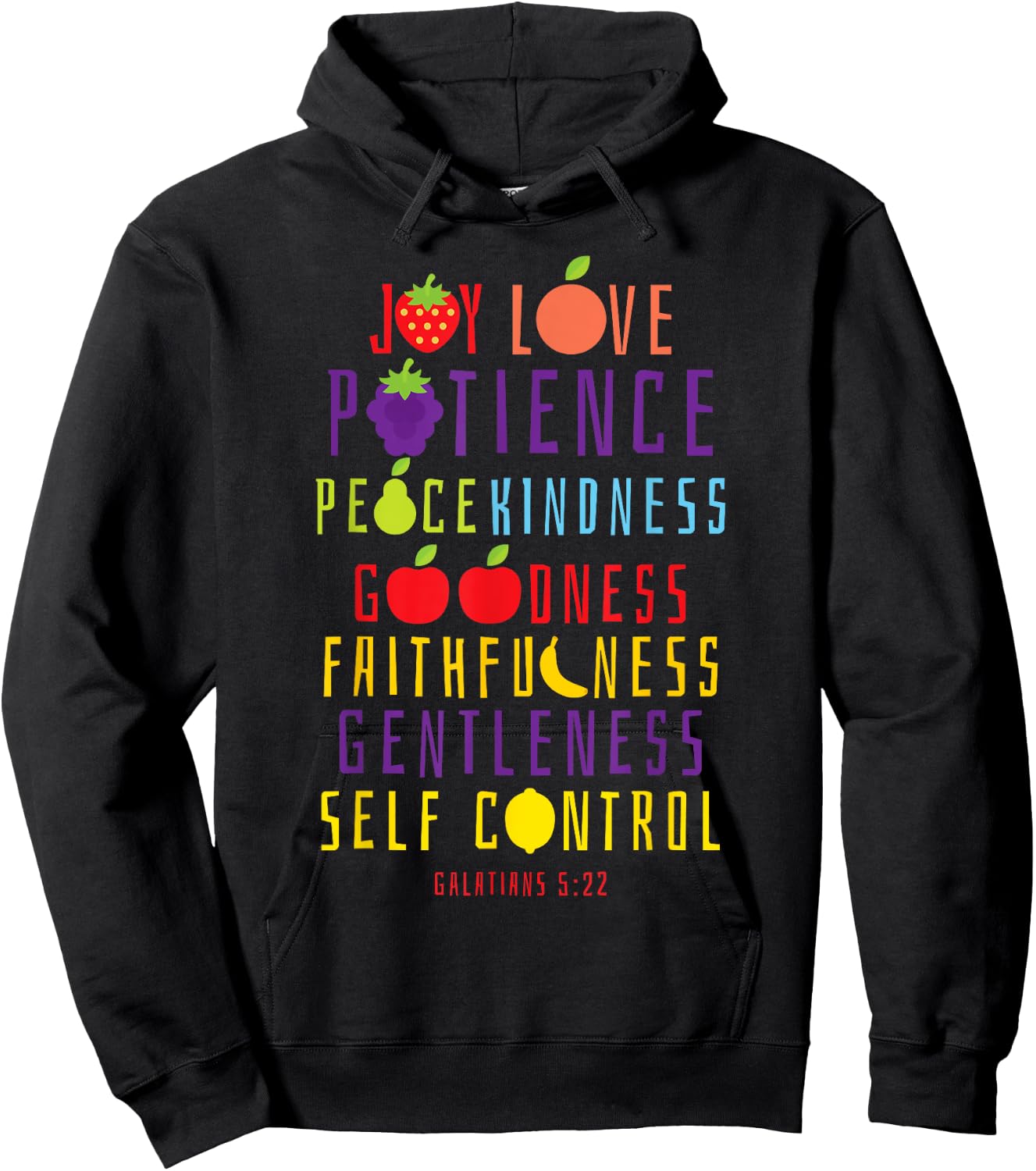 Christian Bible Verse Fruit Of The Spirit Galatians 5:22 Hoodie - Hoodie | Black