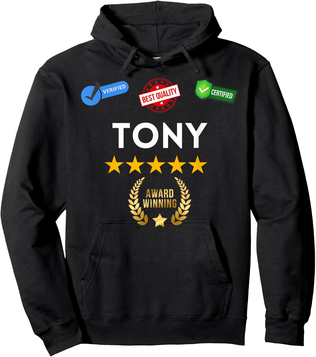 Fun Graphic-Certified and Award Winning Tony Hoodie - Hoodie | Black