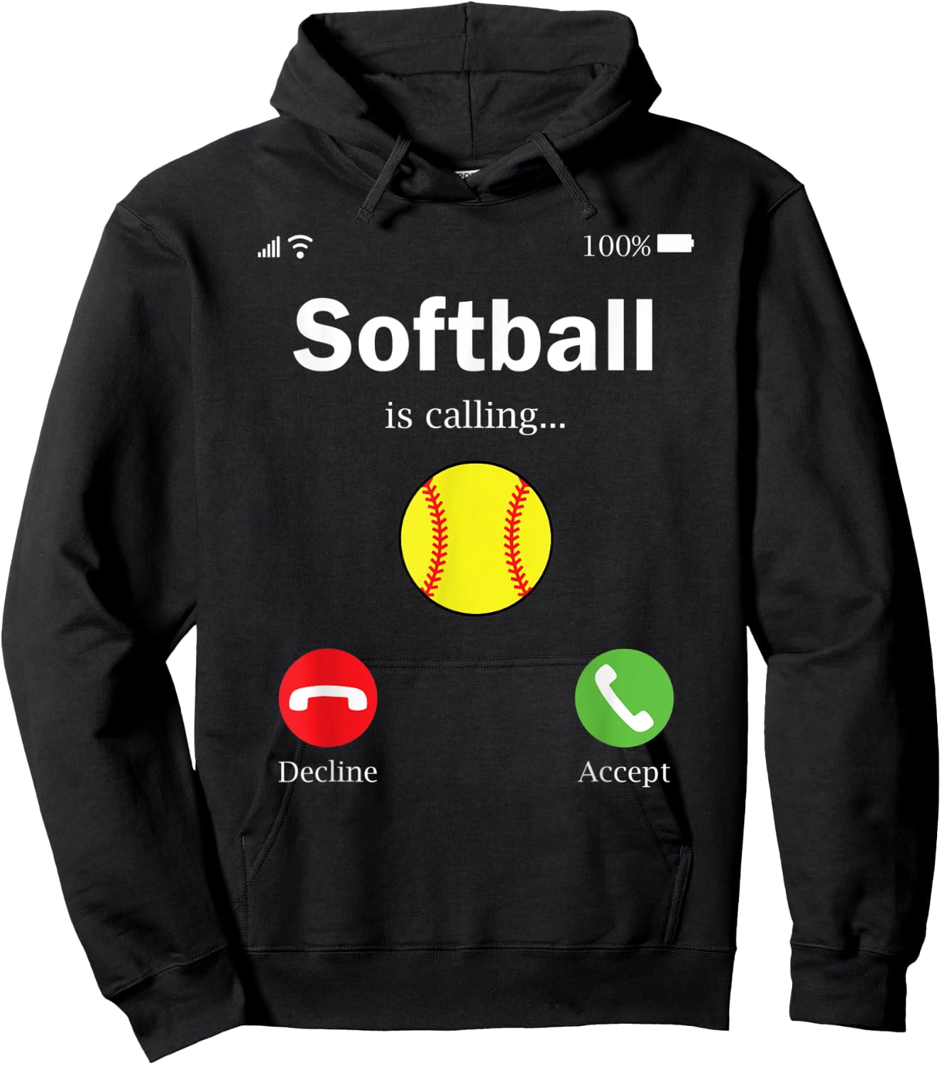 Softball is Calling Funny Phone Screen Hoodie - Hoodie | Black