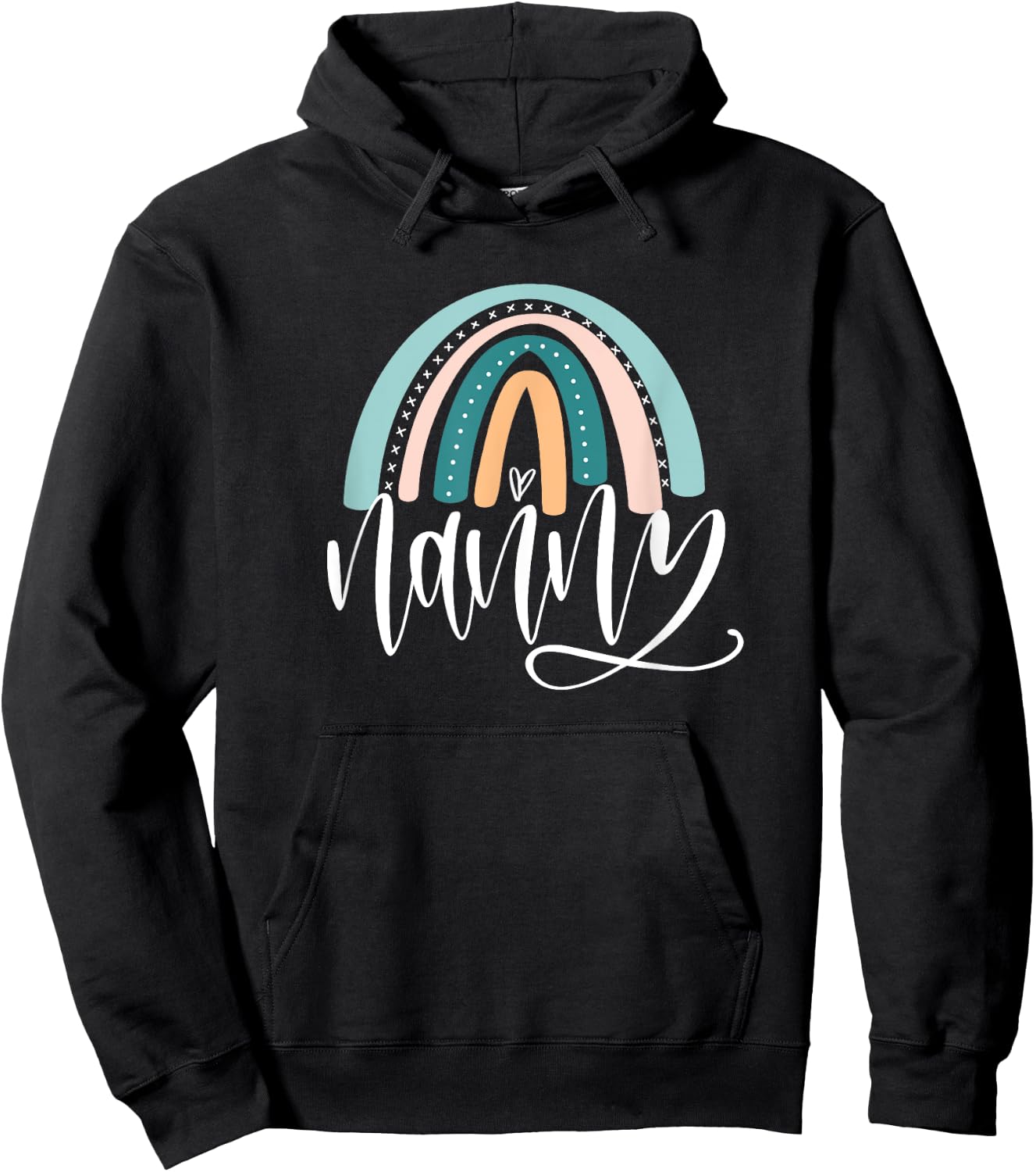 June & Lucy Women's Rainbow Nanny & Heart Modern Letter Print , Grey, Small, Short Sleeve, Pull On, Classic Fit Hoodie - Hoodie | Black