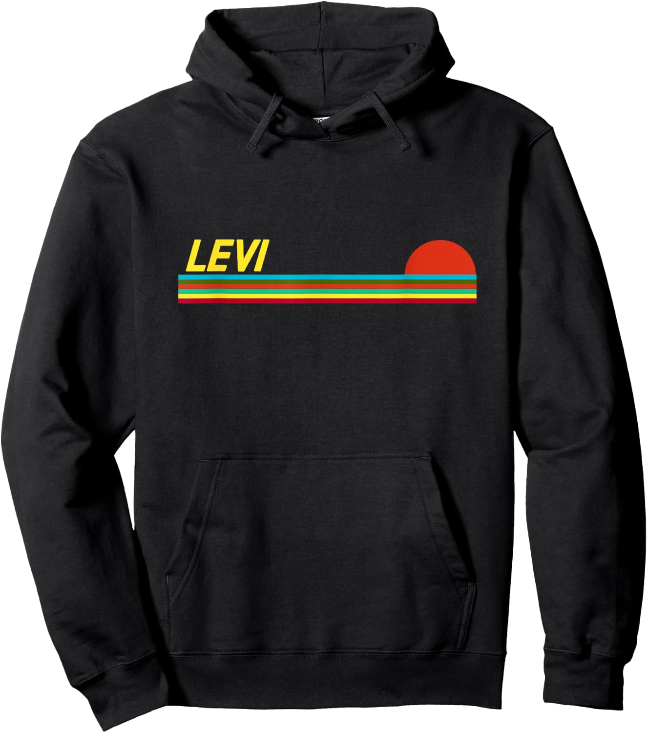 Levi First Name Logo Retro Sunset Surfer Style Levi Hoodie - Hoodie | Black