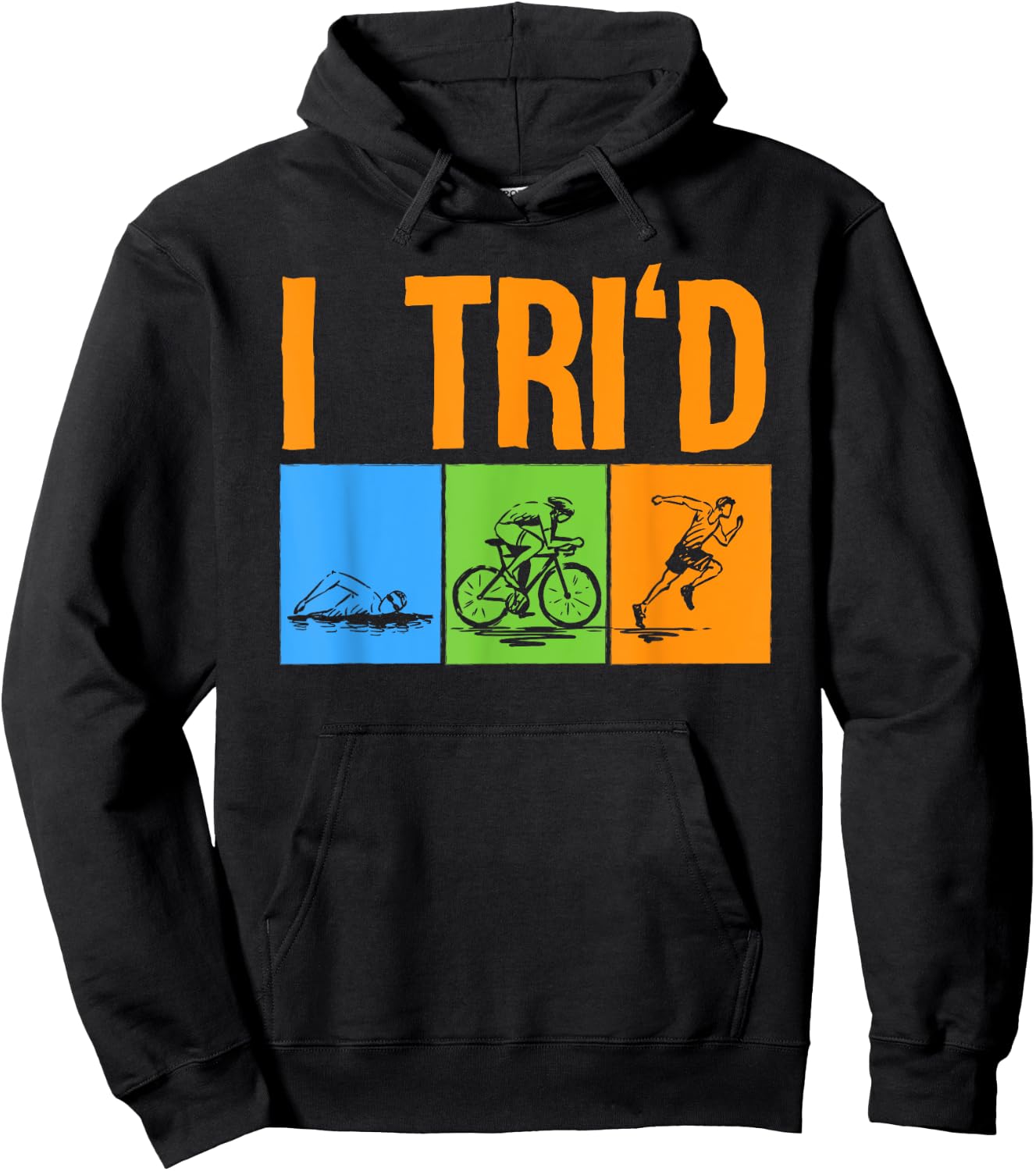 Funny Triathlon Design Triathletes Men Women Swim Bike Run Hoodie - Hoodie | Black