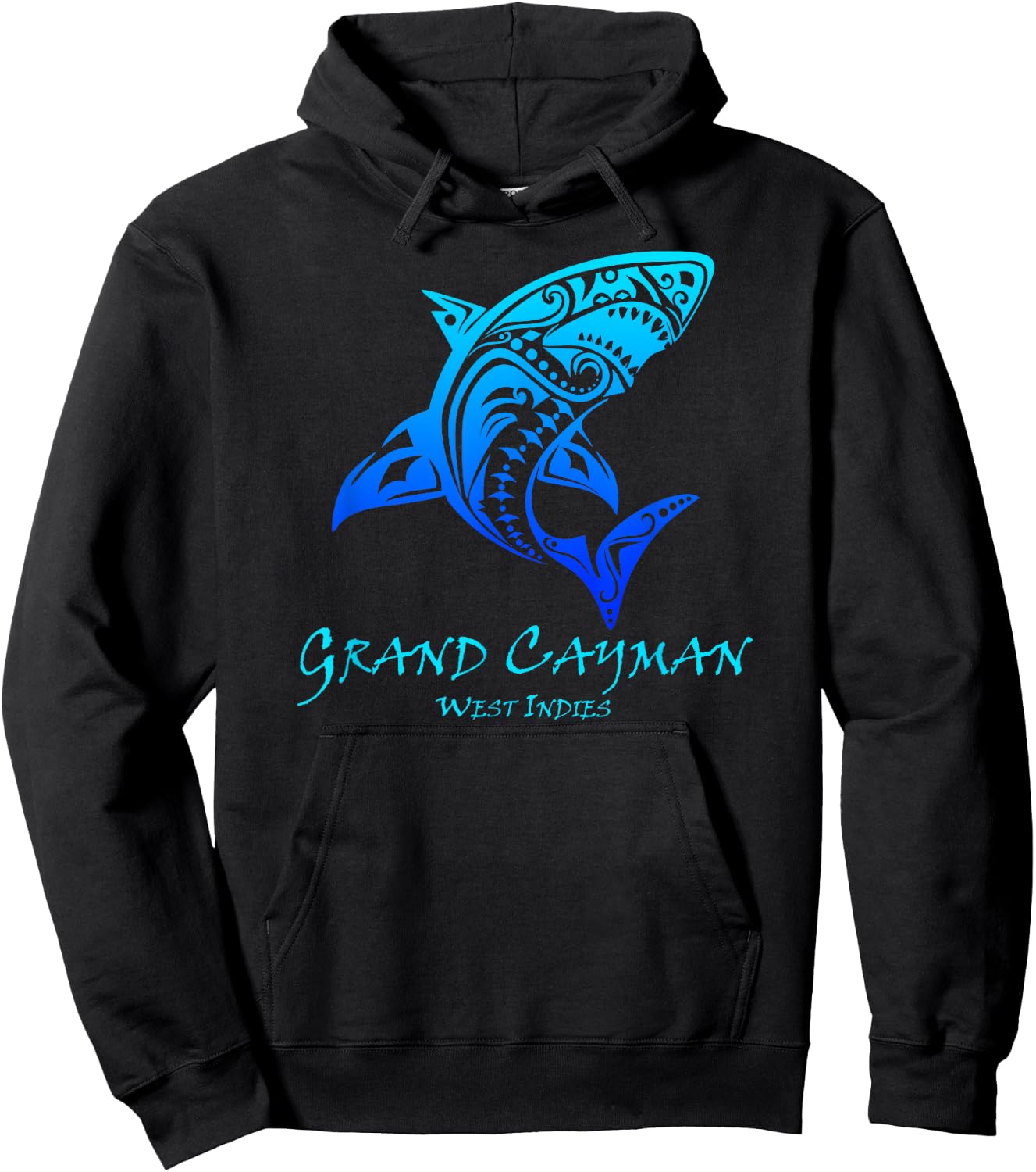 Grand Cayman West Indies Vintage Retro Tribal Shark Vacation Hoodie - Hoodie | Black