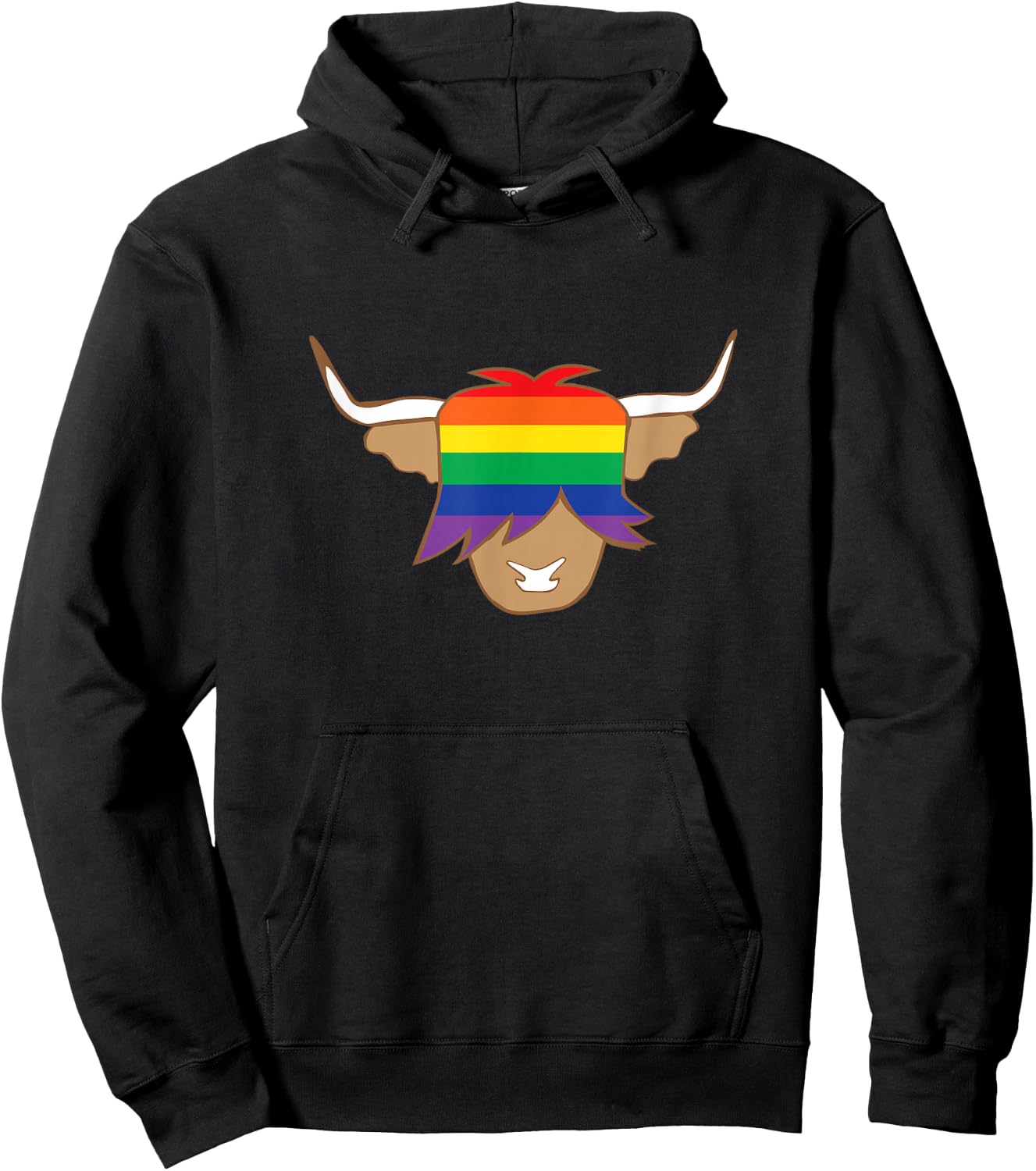 Cute Gay Pride Shirt LGBT flag scottish highland cow t shirt Hoodie - Hoodie | Black