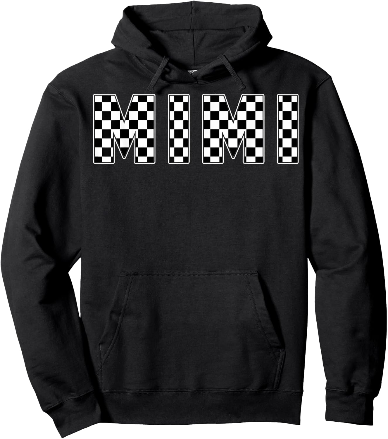 Mimi Racing Race Car Mimi Checkered Flag Pit Crew Bday Hoodie - Hoodie | Black