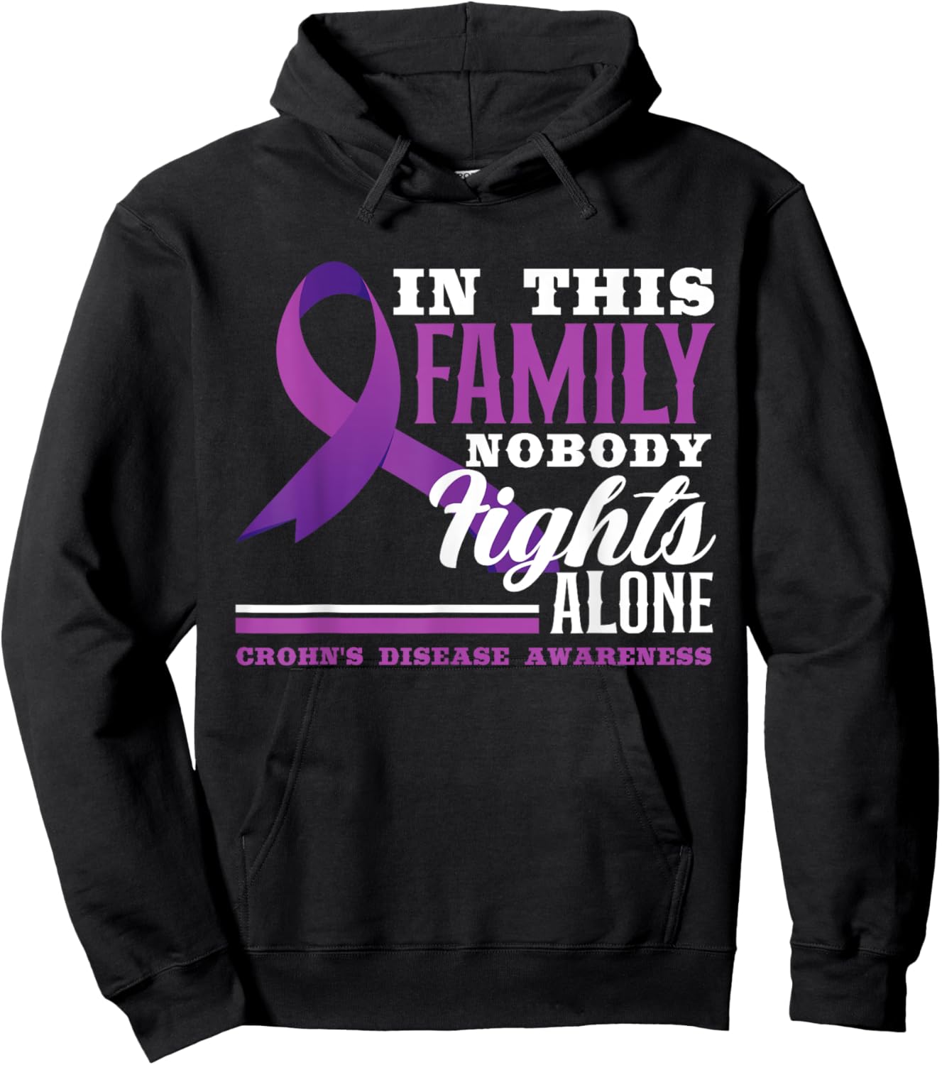 In This Family Nobody Fights Alone Crohn's Disease Awareness Hoodie - Hoodie | Black
