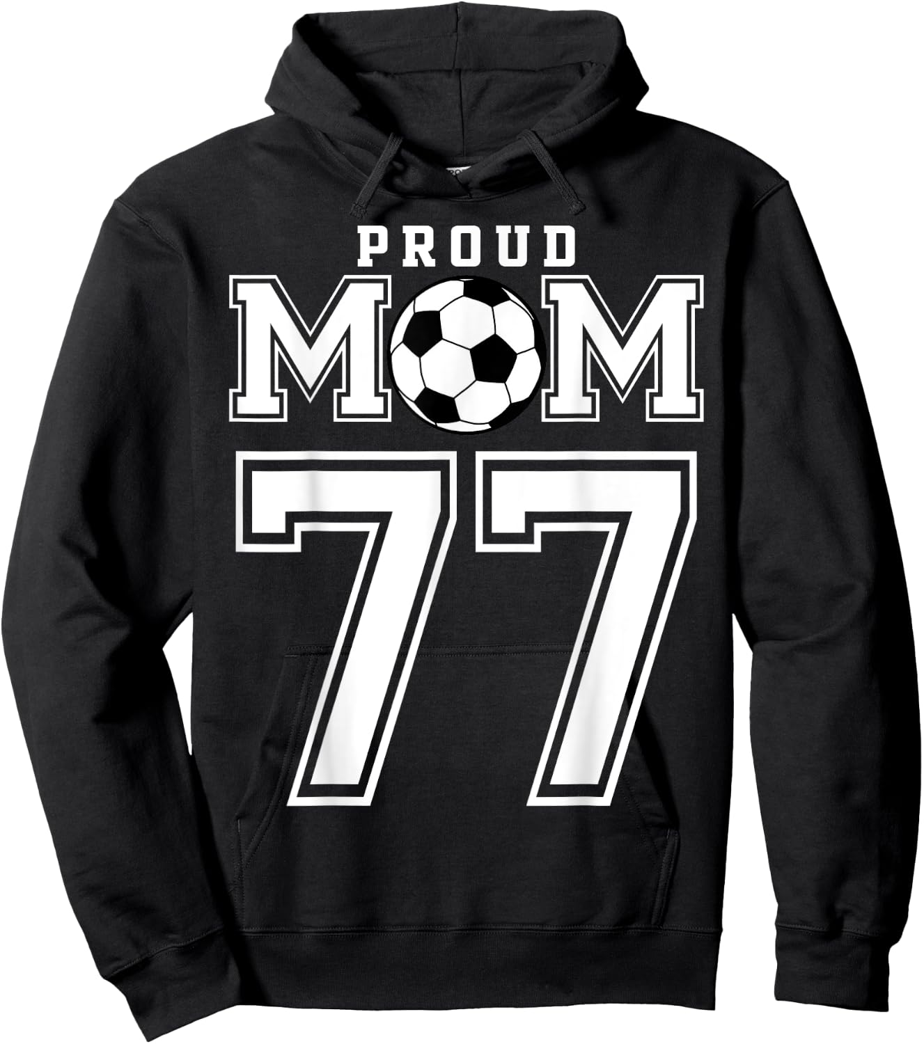 Number 77 Custom Proud Soccer Futbol Mom Personalized Women Hoodie - Hoodie | Black