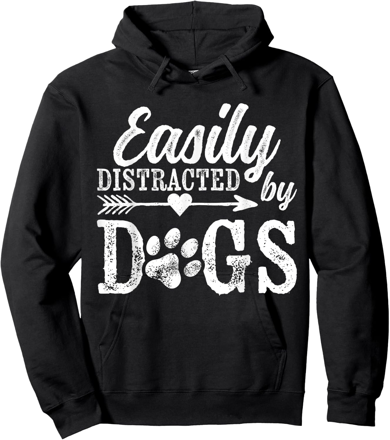 Easily Distracted By Dogs Funny Vintage Dog Lover Mom Saying Hoodie - Hoodie | Black