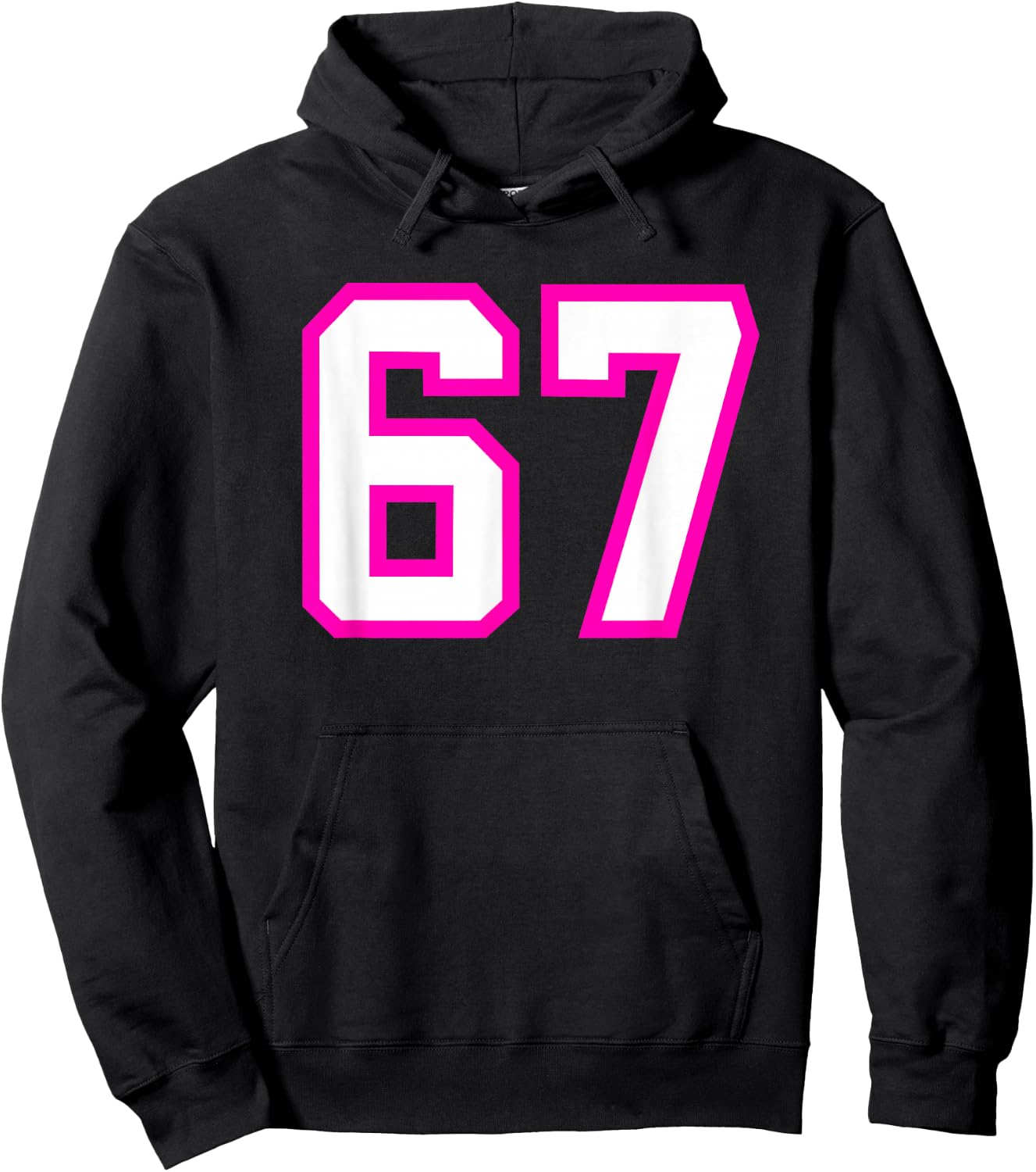 Pink White Sports Team Number #67 Hoodie - Hoodie | Black
