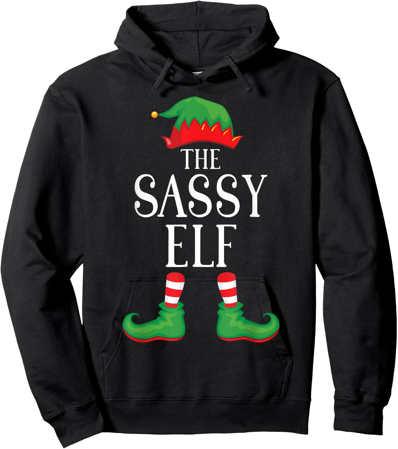 Sassy Elf Matching Group Xmas Funny Family Christmas Hoodie - Hoodie | Black
