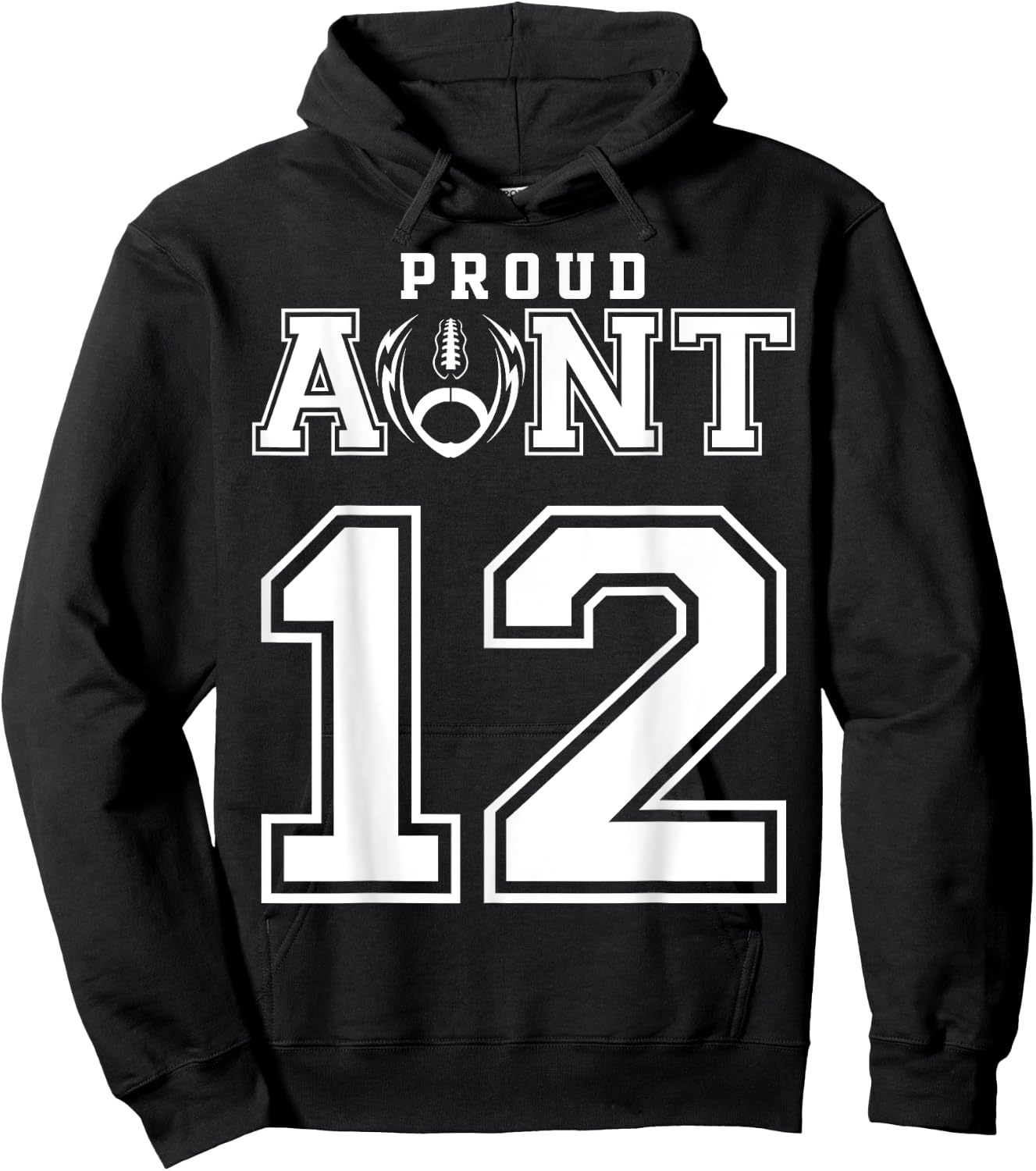Custom Proud Football Aunt Number 12 Personalized Hoodie - Hoodie | Black