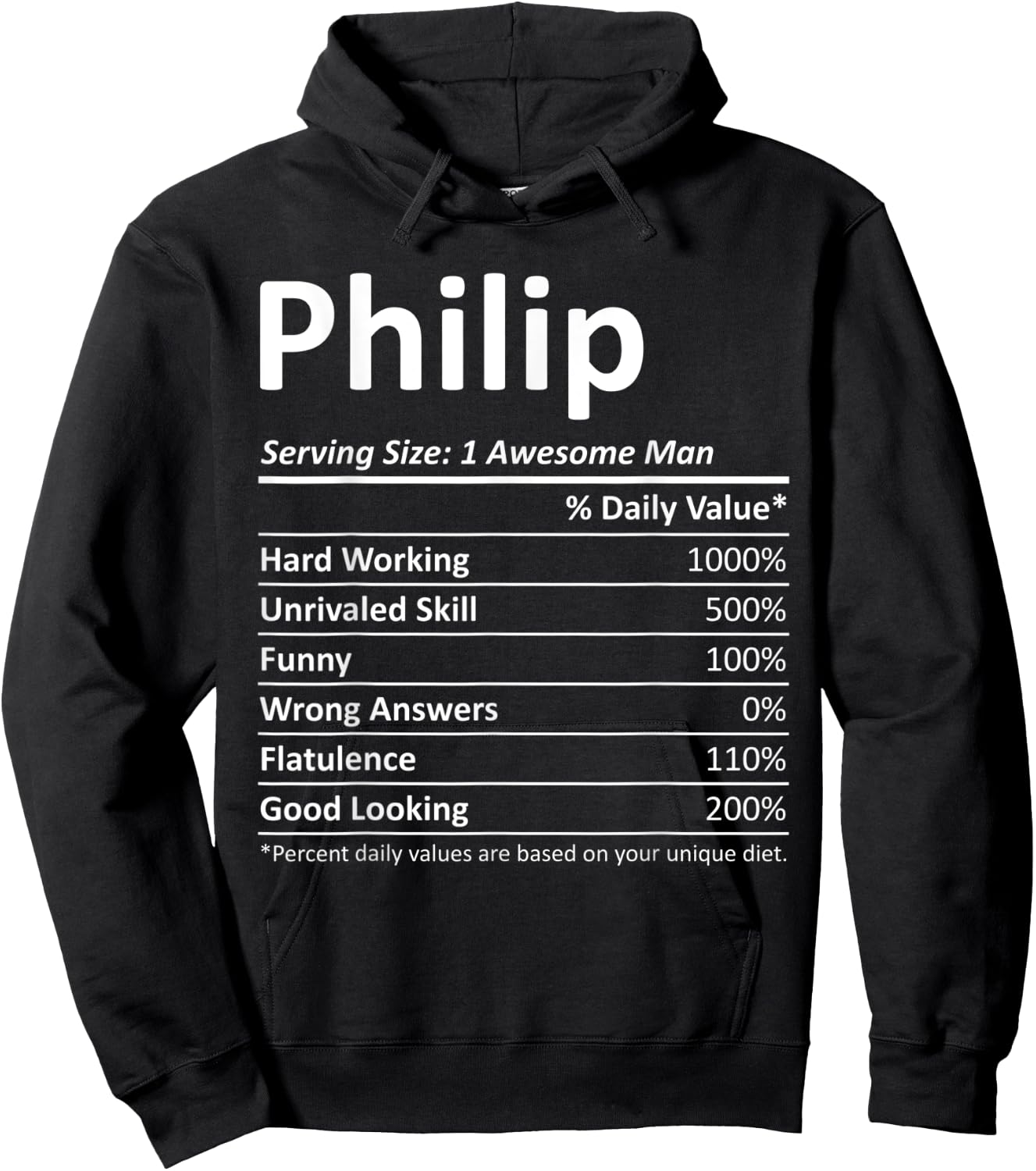 PHILIP Nutrition Funny Birthday Personalized Name Gift Hoodie - Hoodie | Black