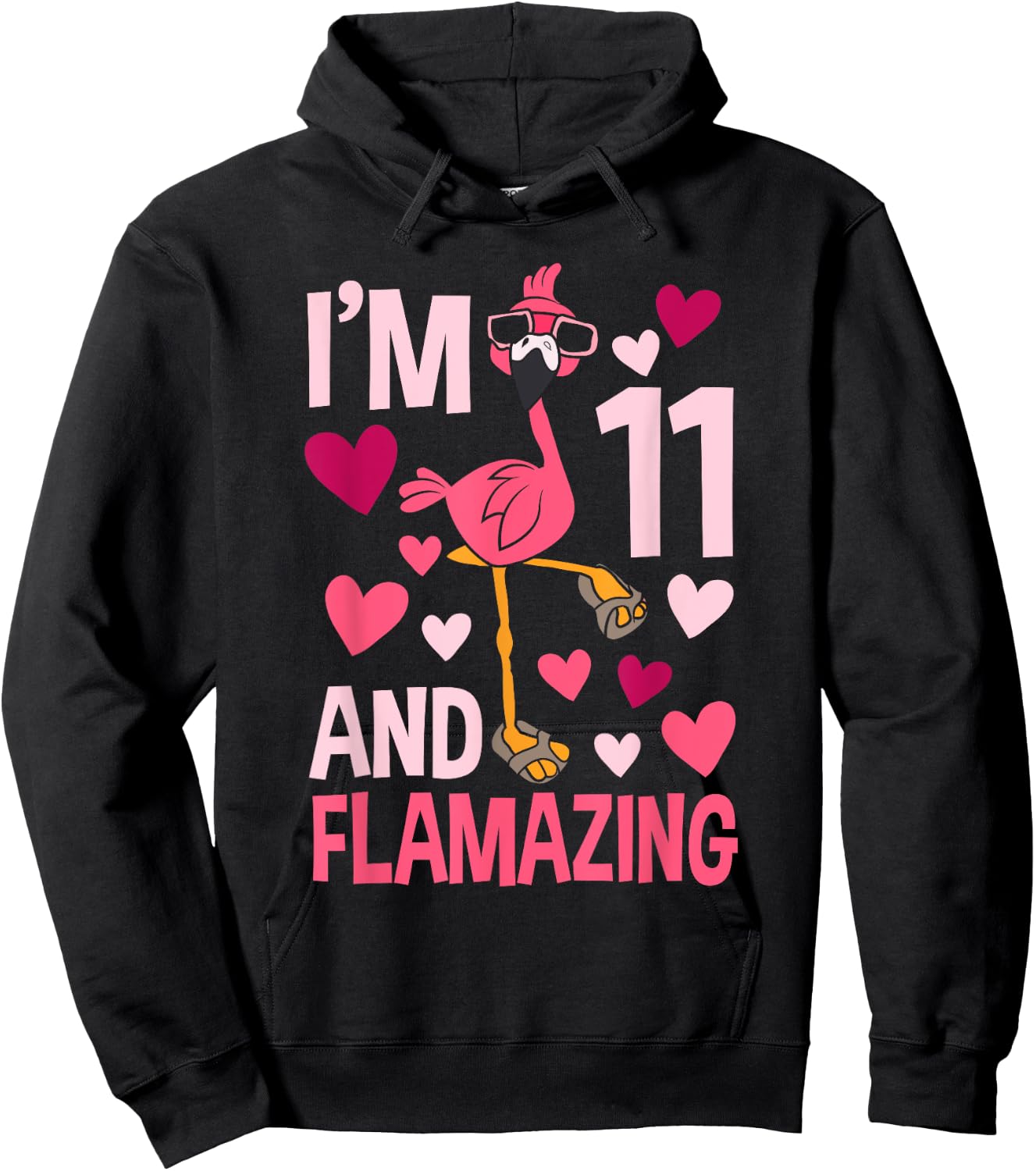 I'm 11 and Flamazing Flamingo Birthday For Boys 11 Years Old Hoodie - Hoodie | Black