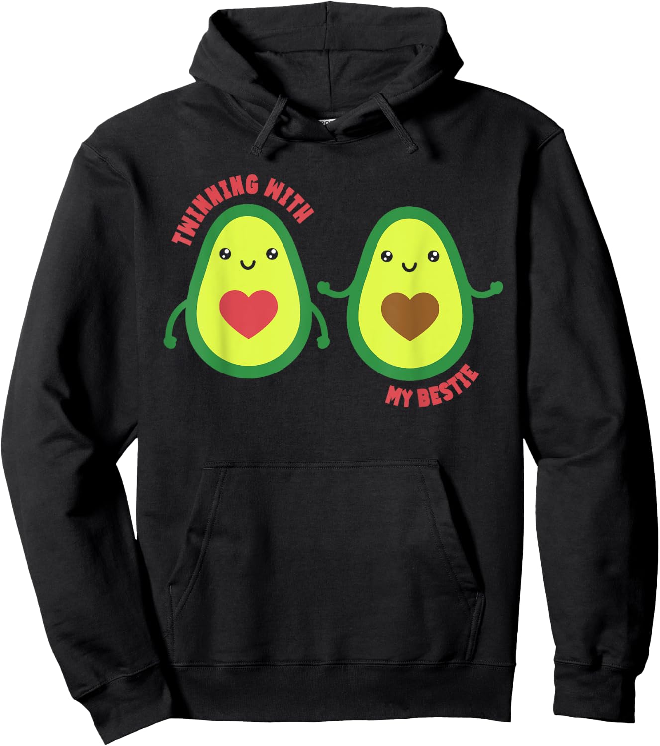 Matching Twin Twinning With My Bestie Avocado Hoodie - Hoodie | Black