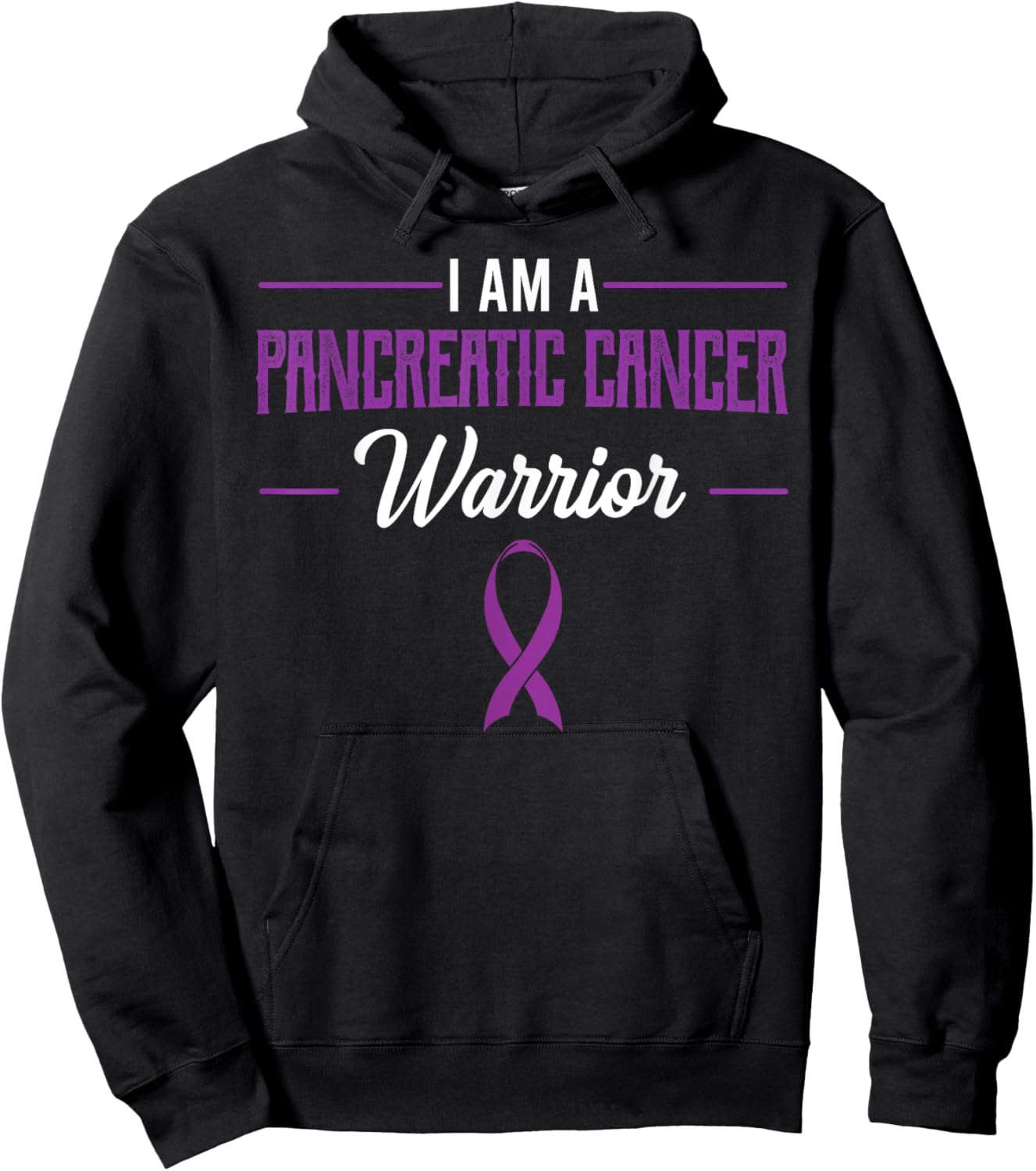 Pancreatic Cancer Warrior Neuroendocrine Tumor Purple Ribbon Hoodie - Hoodie | Black