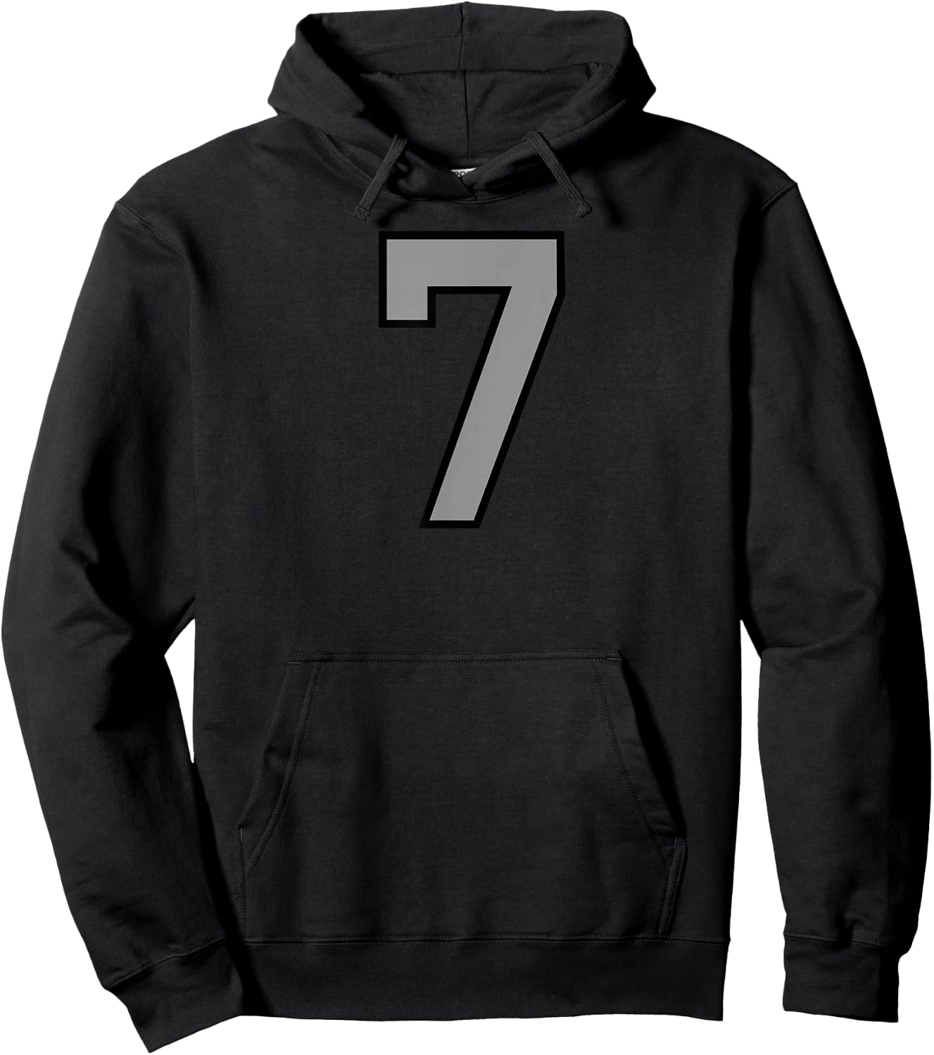 Number #7 Black Silver Varsity Number Hoodie - Hoodie | Black