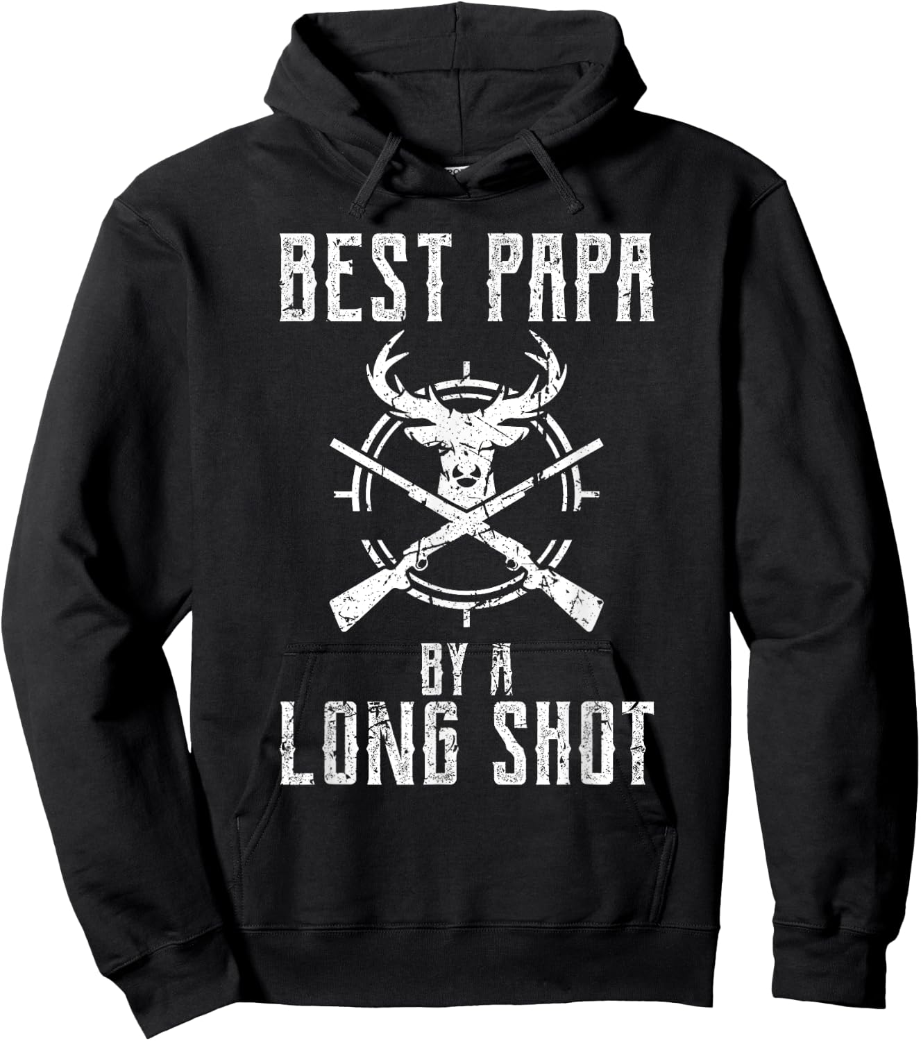 Best Papa By A Long Shot Funny Hunter Deer Hunting Hoodie - Hoodie | Black
