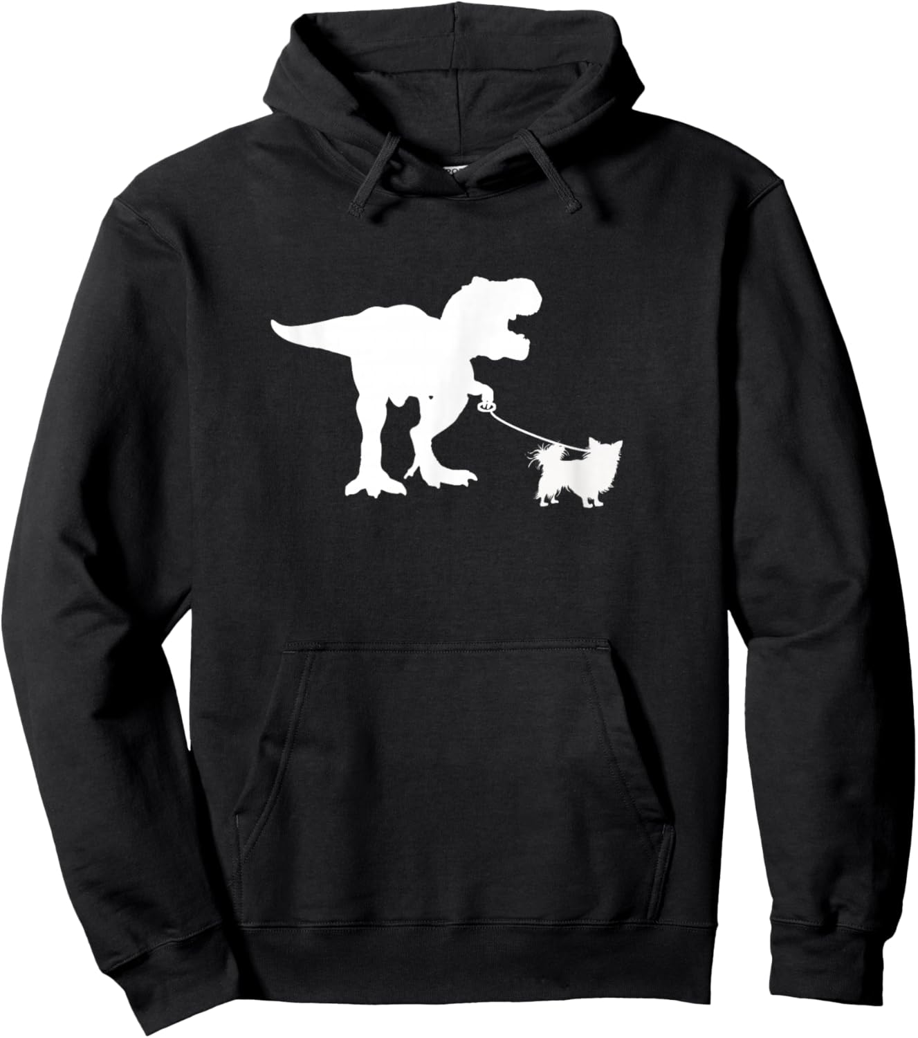 T-Rex Walking Long Haired Chihuahua Tyrannosaurs T Rex Hoodie - Hoodie | Black