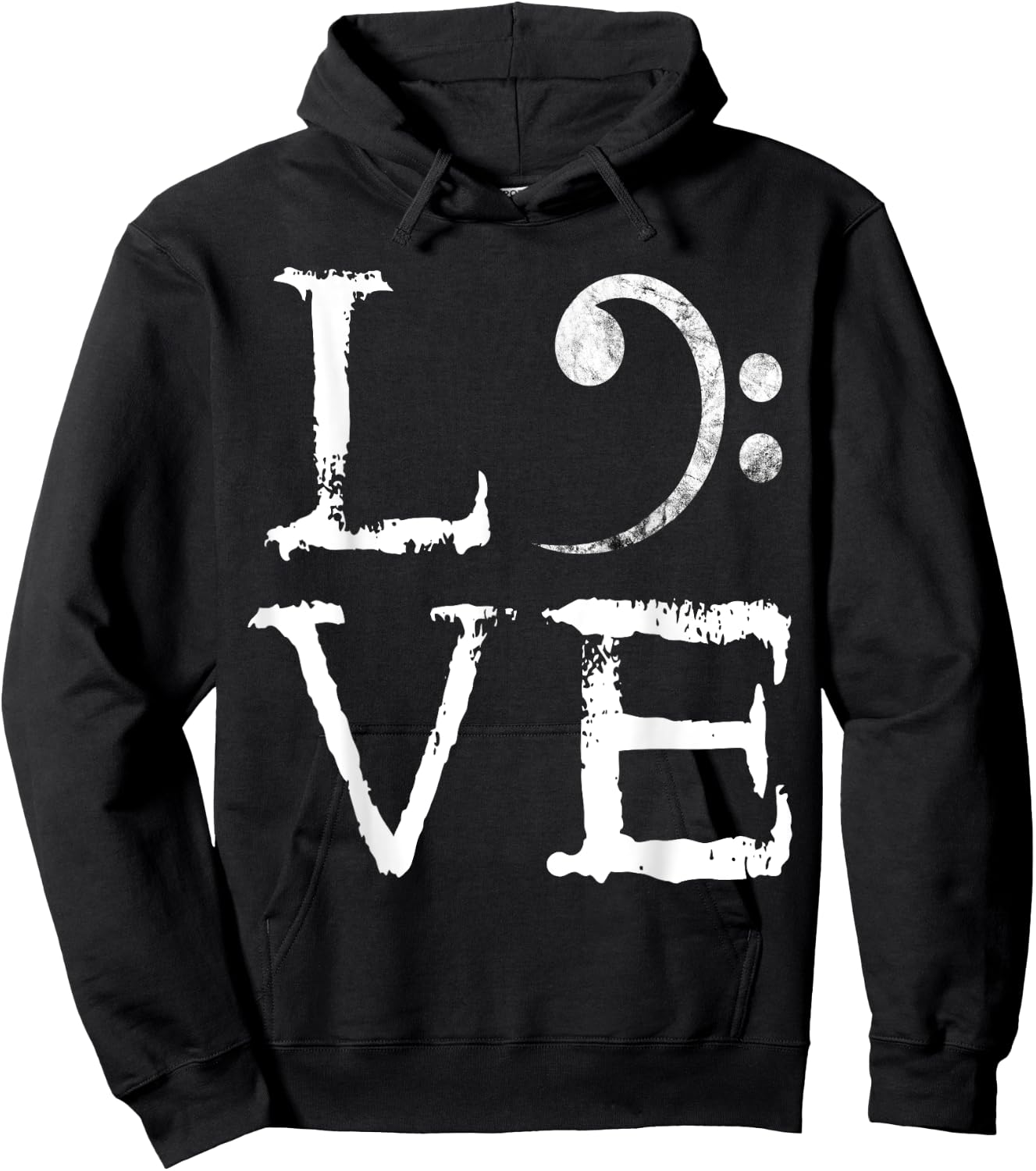 Bass Clef Creepy Love Bass Guitar Player Bass Guitarist Hoodie - Hoodie | Black