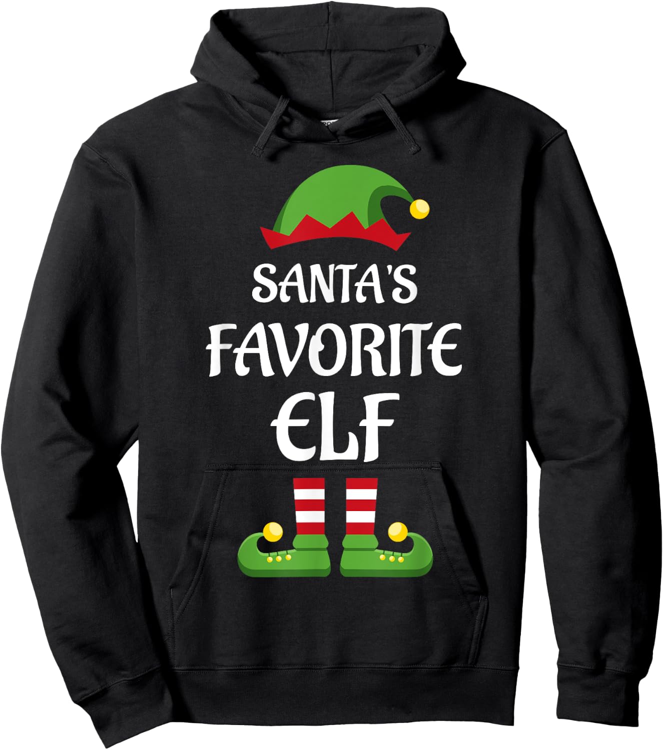 Santa's Favorite Elf Family Matching Group Christmas Hoodie - Hoodie | Black