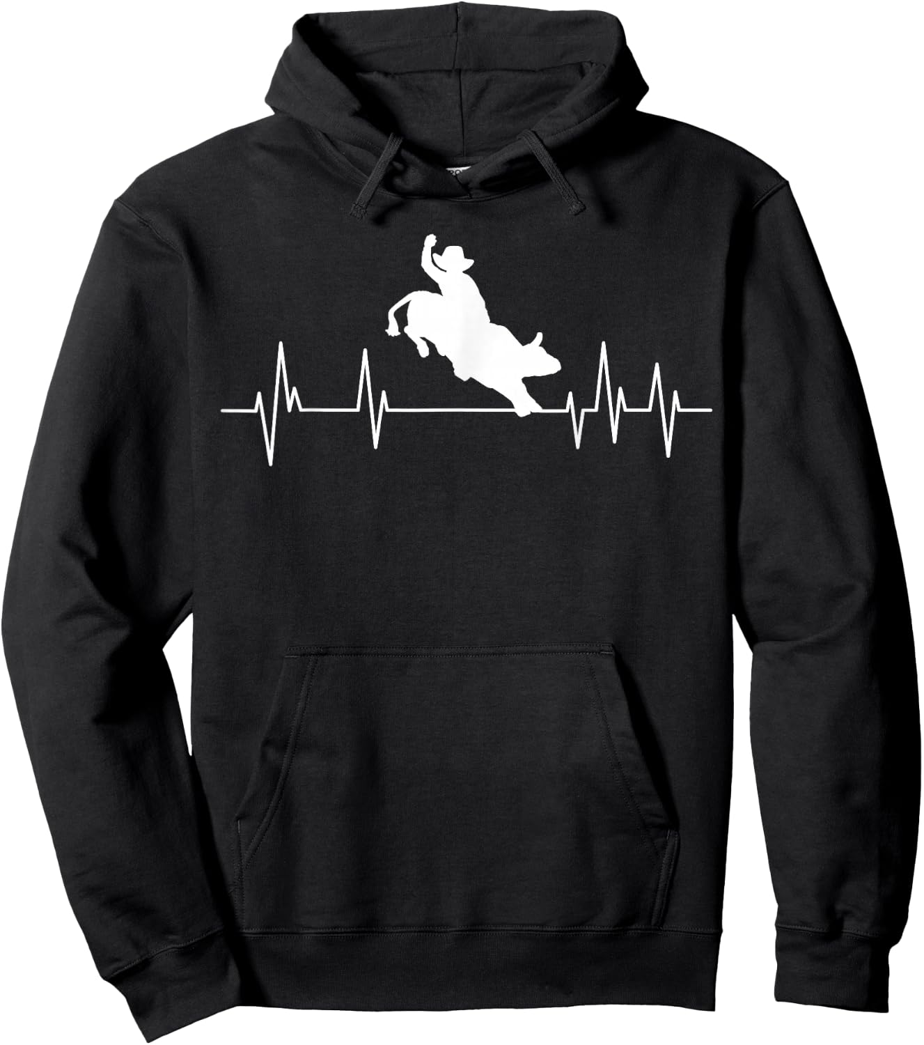 Bull Riding Heartbeat Cowboy Bull Rider Rodeo Sport Hoodie - Hoodie | Black