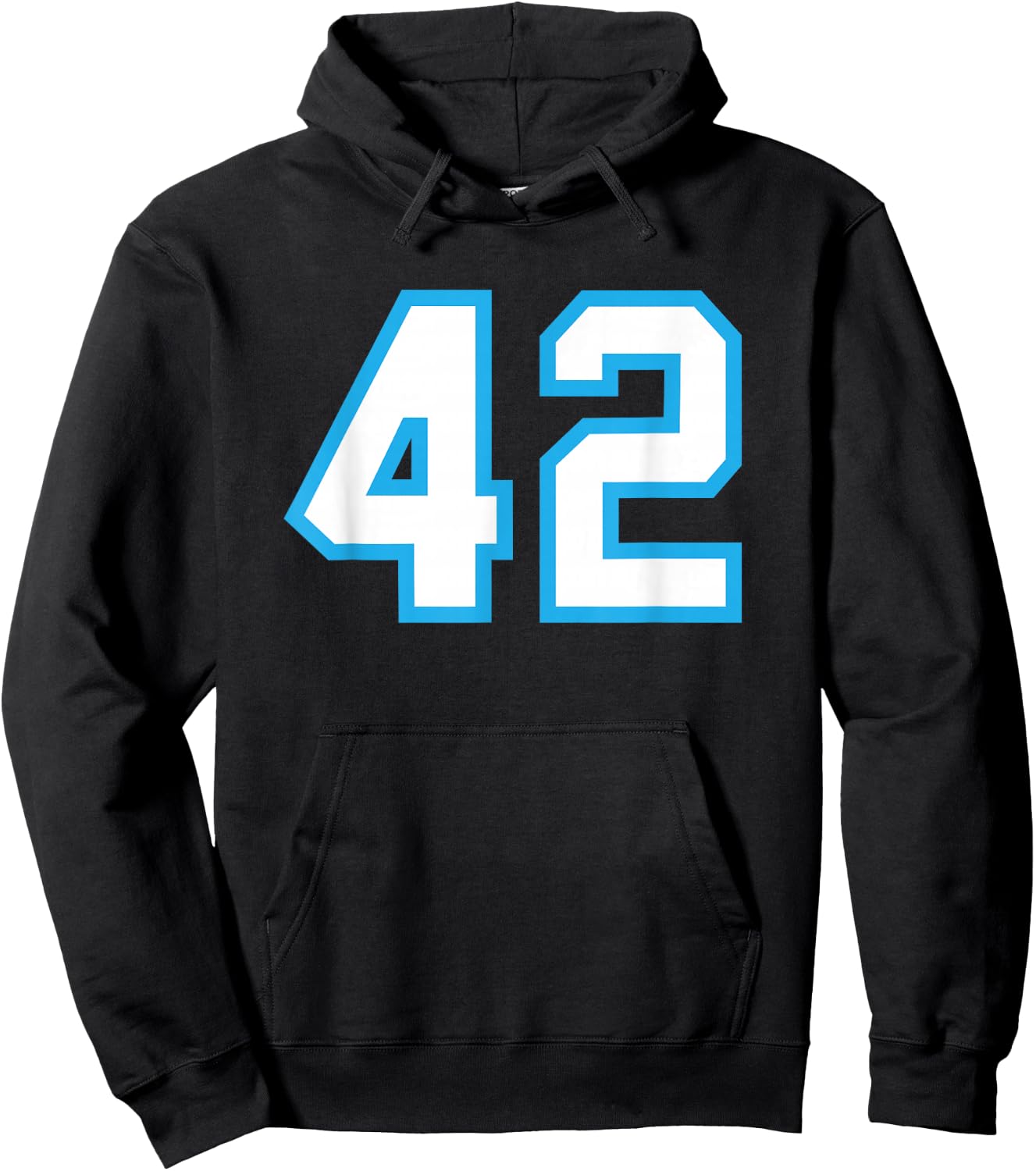 Number #42 White Blue Number Hoodie - Hoodie | Black