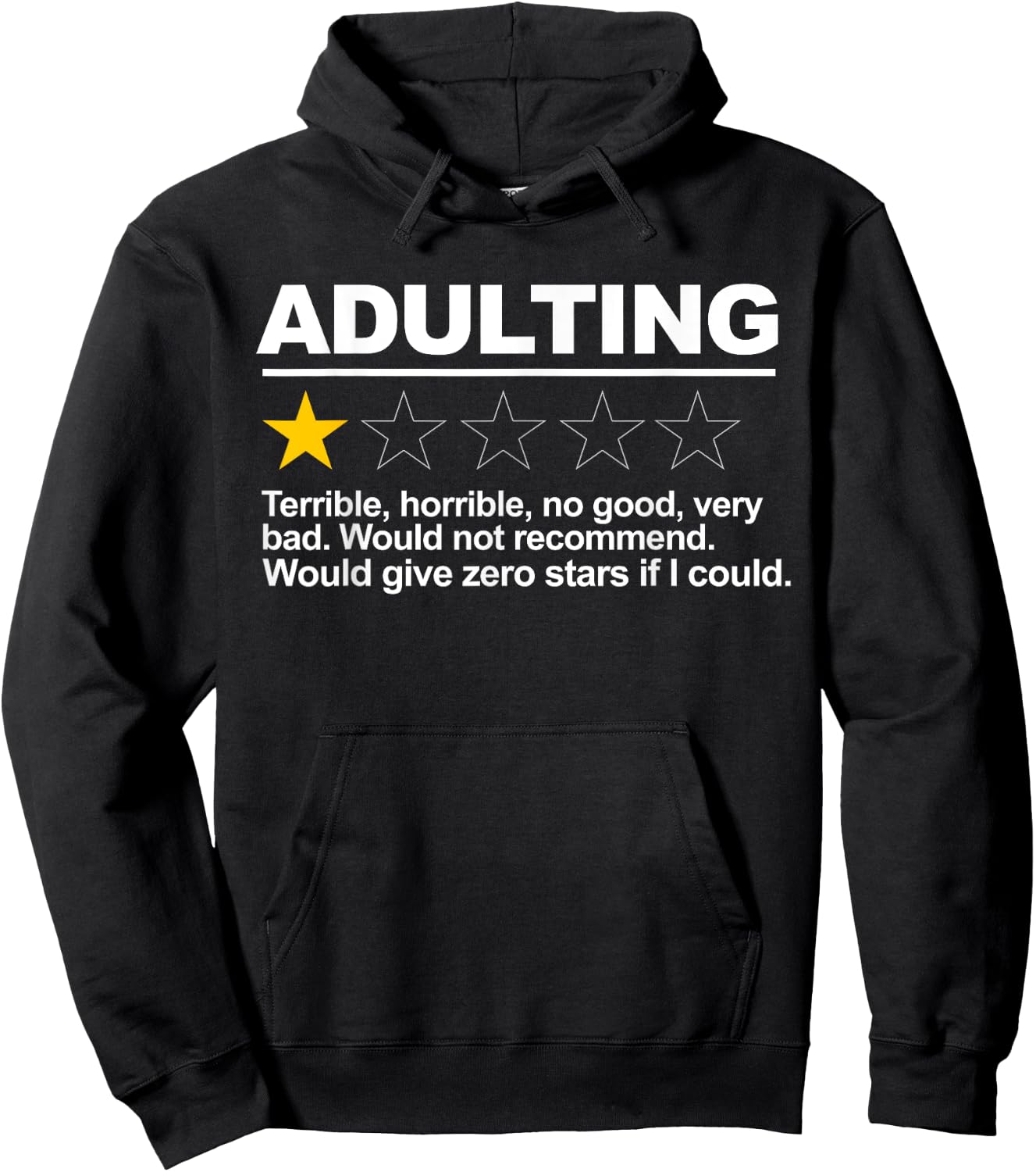 Adulting One Star Hoodie - Hoodie | Black