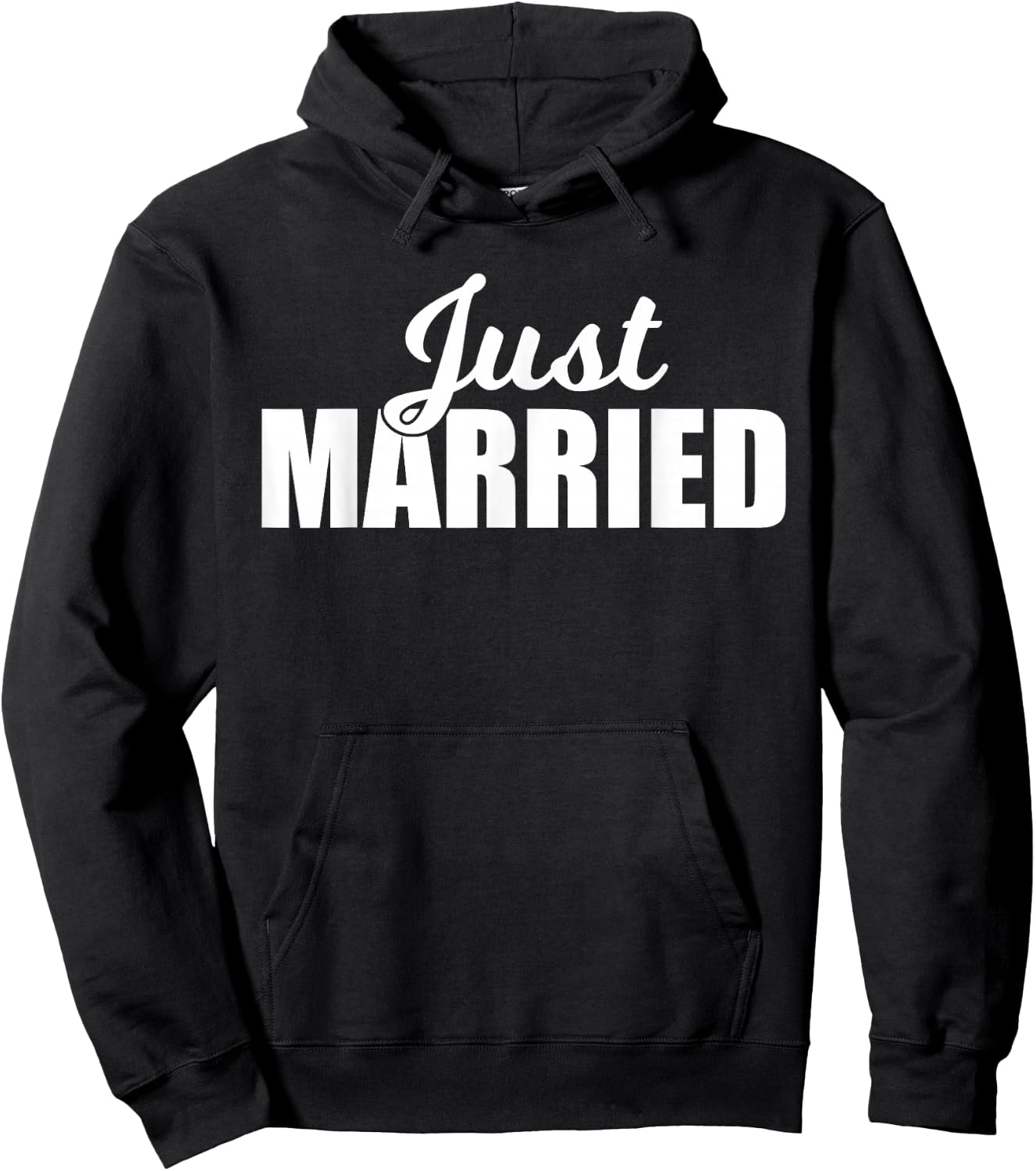 Just Married - Newlywed Couples with White Font Hoodie - Hoodie | Black