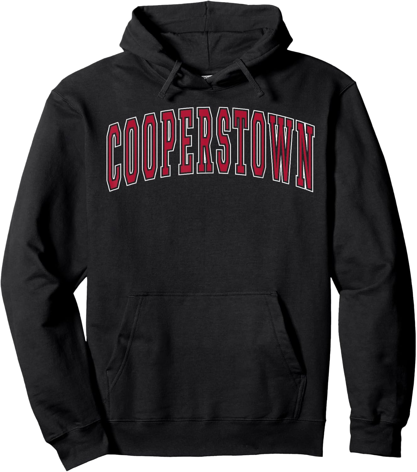 Cooperstown New York Souvenir College Style Red Text Hoodie - Hoodie | Black