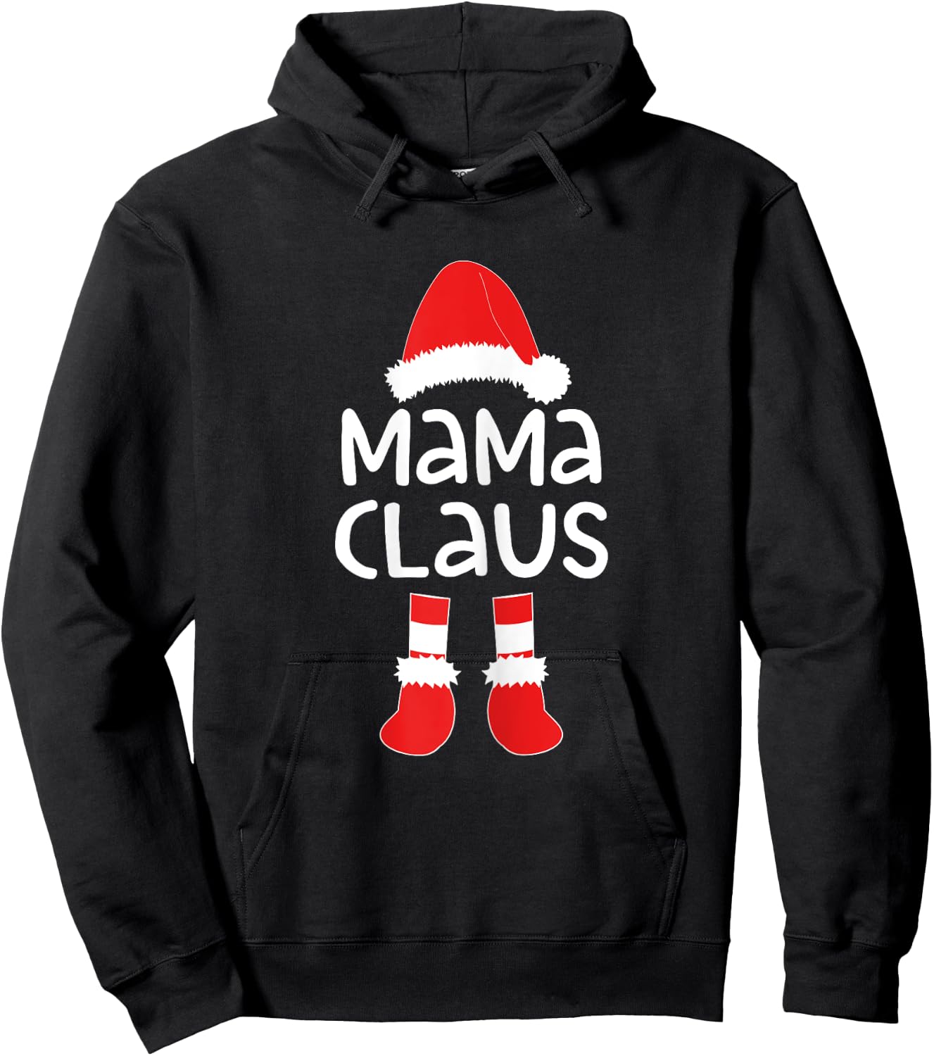 Mama Claus Women Matching Mama Christmas Shirt Hoodie - Hoodie | Black