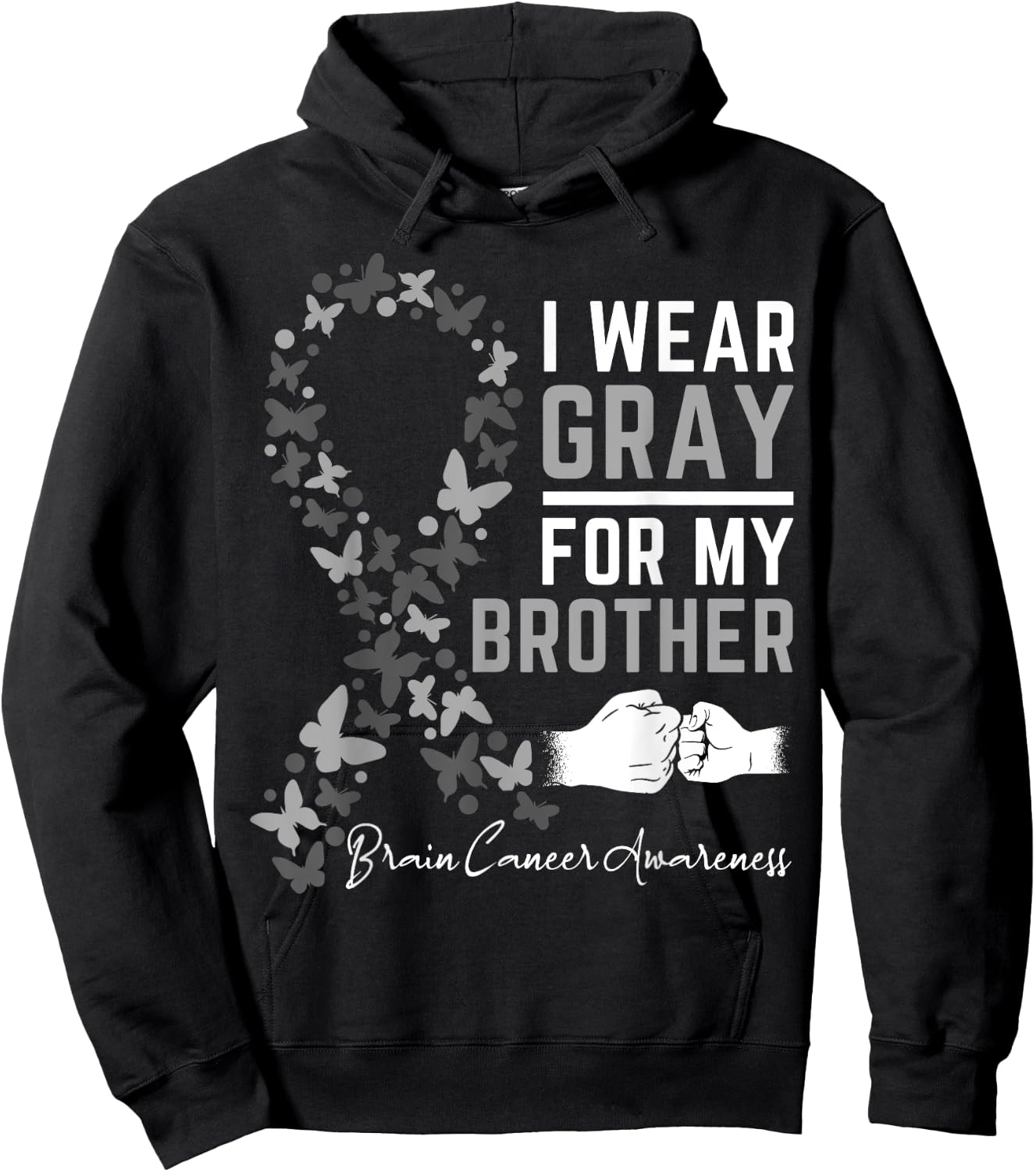 I Wear Gray For My Brother Gifts Brain Cancer Awareness Hoodie - Hoodie | Black