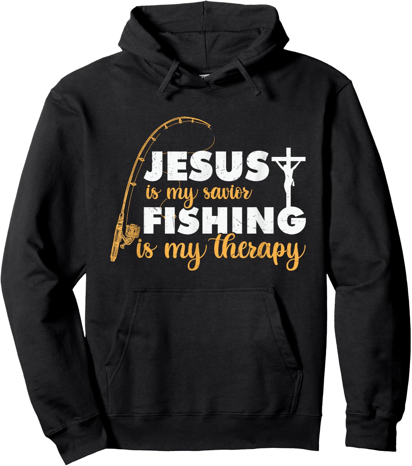 Jesus is my savior, fishing is my therapy religious apparel Hoodie - Hoodie | Black