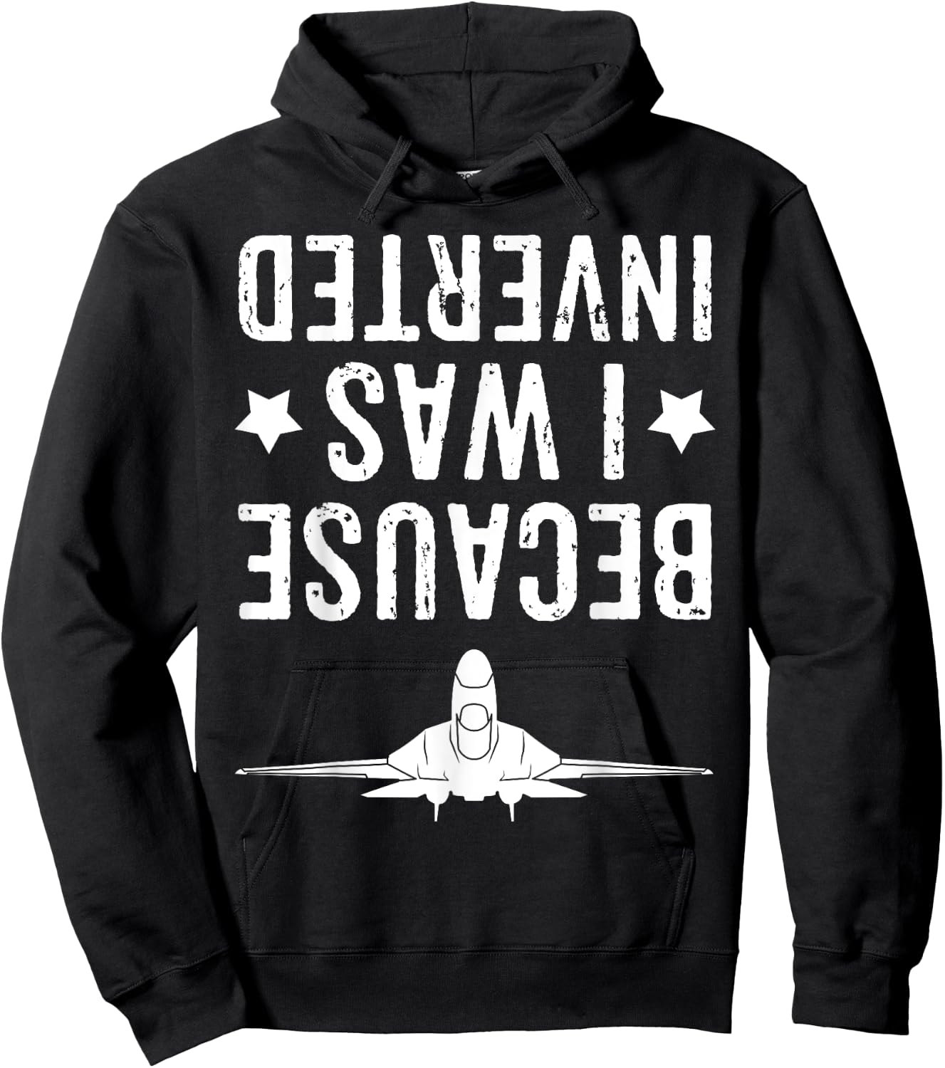 Because I Was Inverted Shirt Airplane Jet Fighter Cross Navy Hoodie - Hoodie | Black