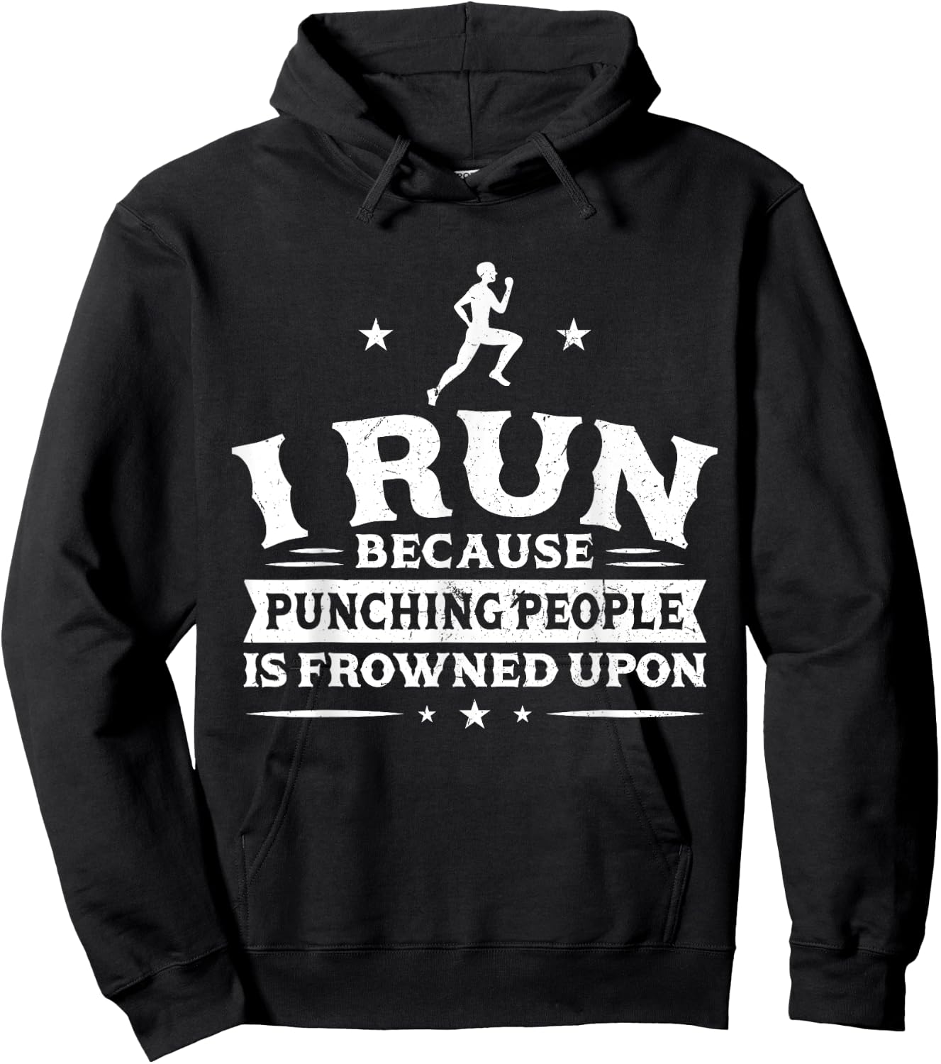 I run because punching people is frowned upon - Runner Hoodie - Hoodie | Black