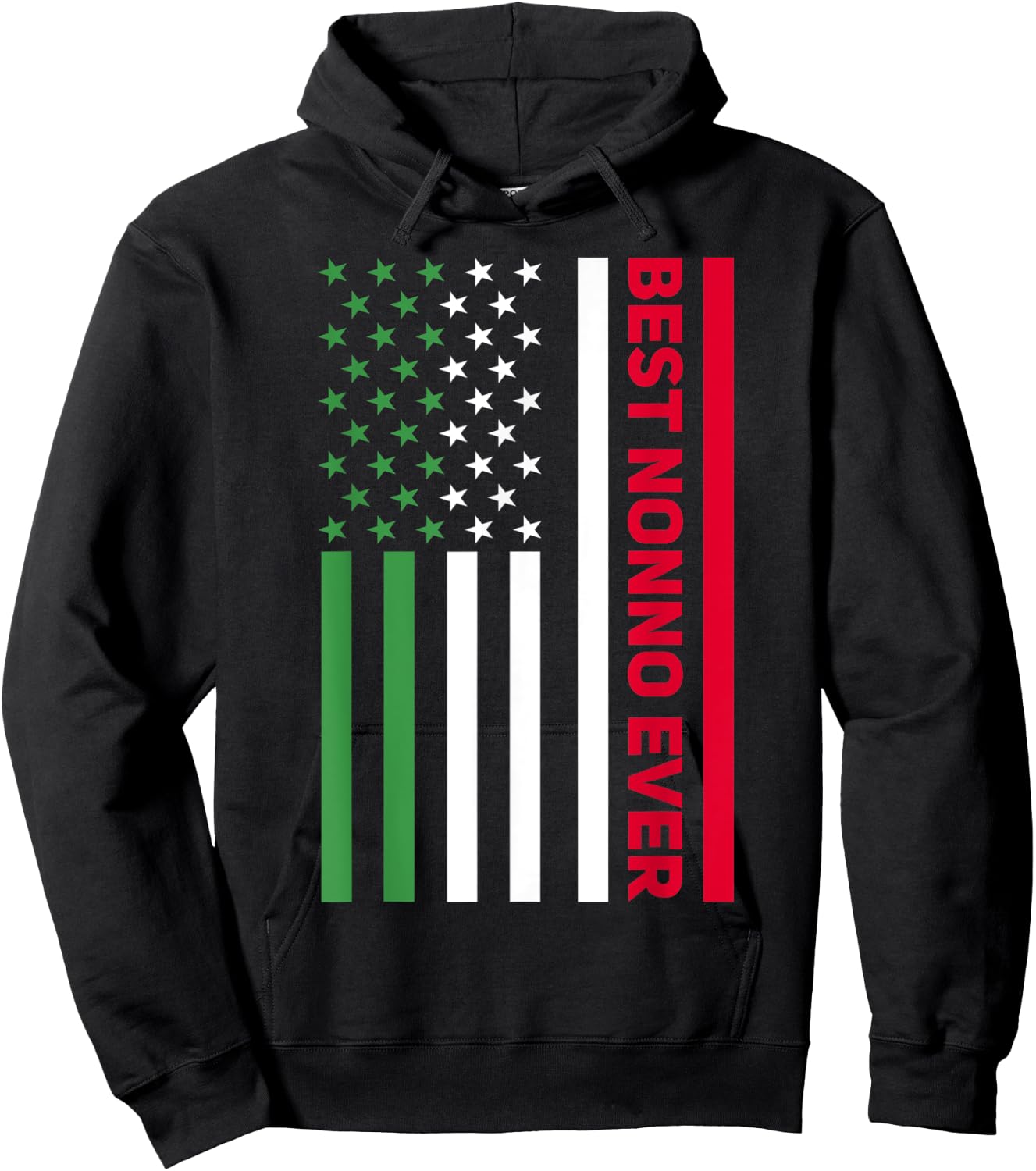 Italian Nonno Italy American Flag Best Nonno Italian Grandpa Hoodie - Hoodie | Black
