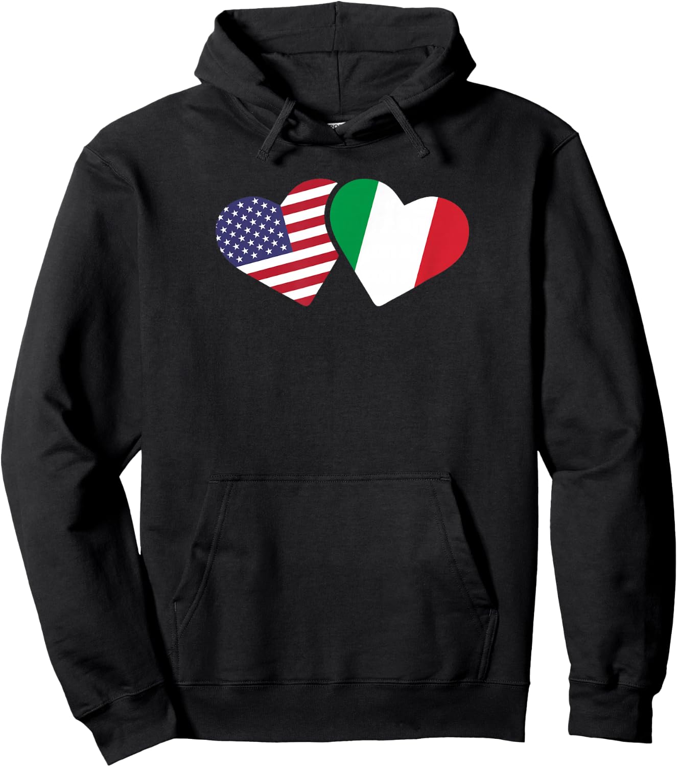 Italy USA Flag T Shirt Heart Italian American Love Hoodie - Hoodie | Black