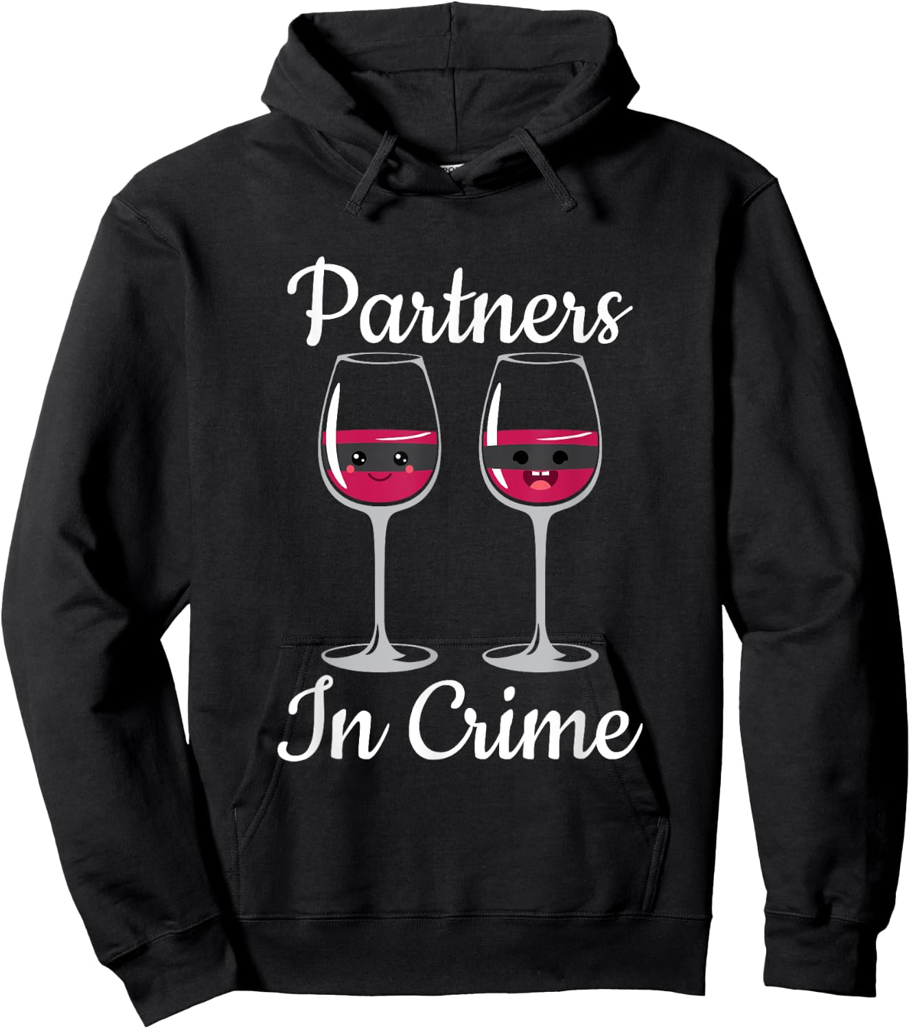 Partners In Crime Couple Of Glass Of Wine With Mask T Shirt Hoodie - Hoodie | Black