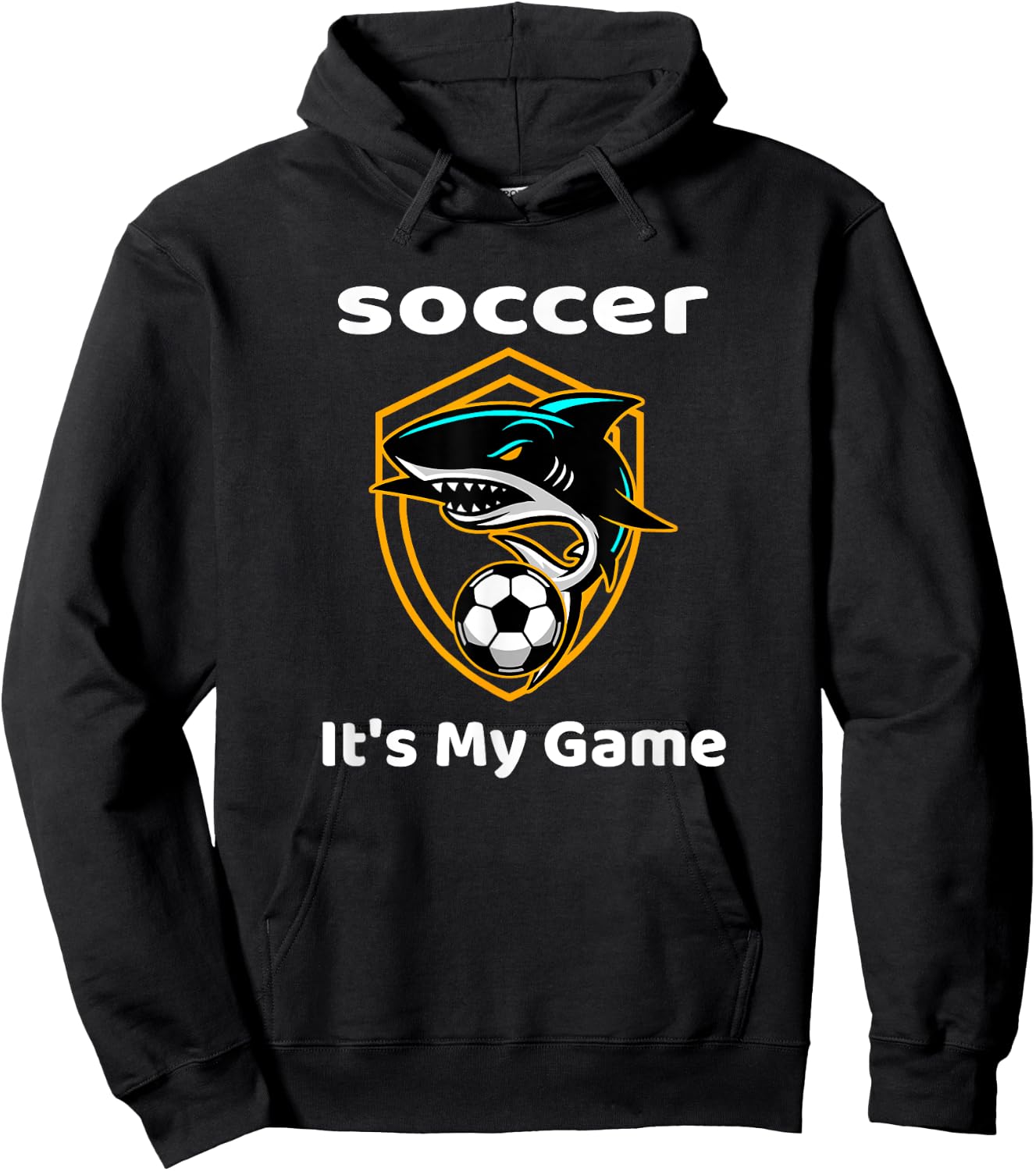 Soccer or Football Team Gift Funny Shark Hoodie - Hoodie | Black