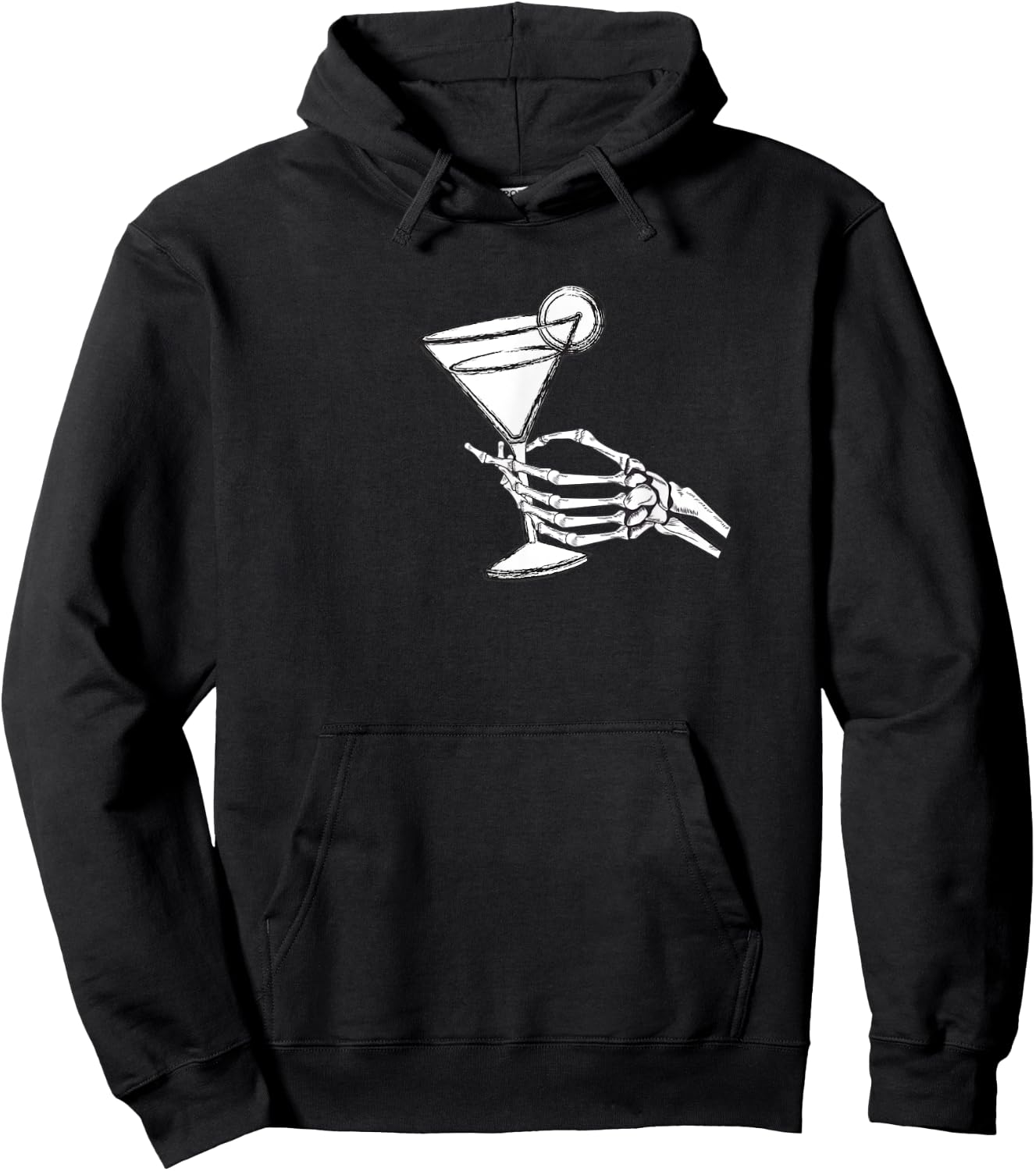 Skull Hand and Martini Glass Cool Skull Rose Goth Gothic Hoodie - Hoodie | Black