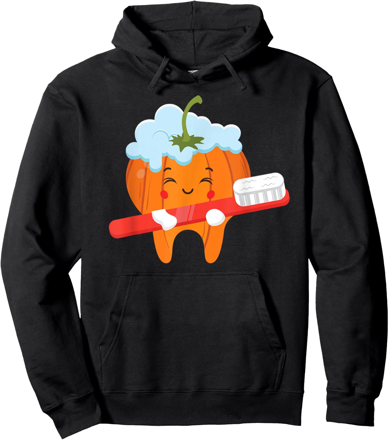 Tooth-brush Pumpkin Lazy DIY Halloween Costume Funny Dental Hoodie - Hoodie | Black
