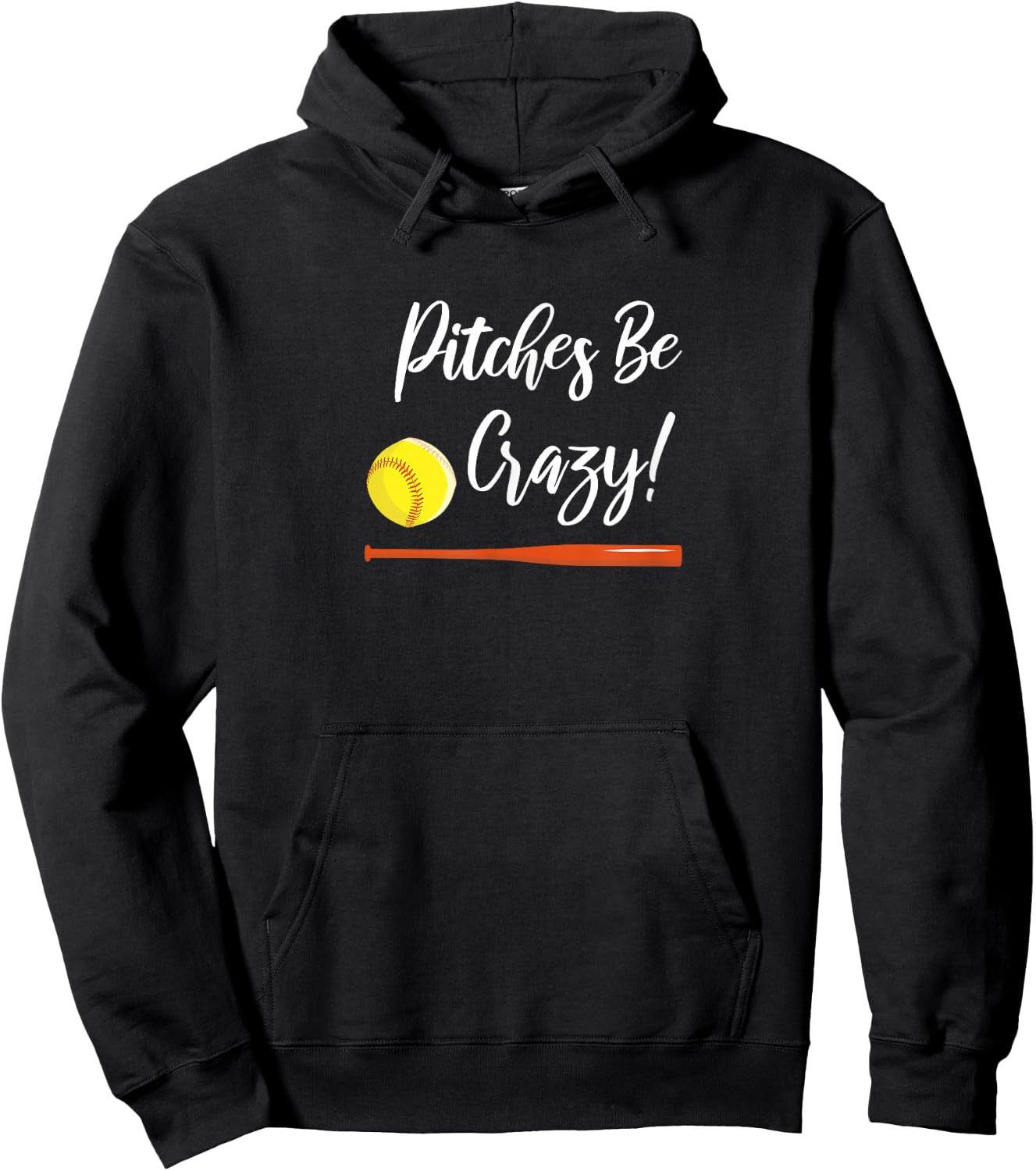 Pitches Be Crazy funny Vintage lettering aesthetic softball Hoodie - Hoodie | Black