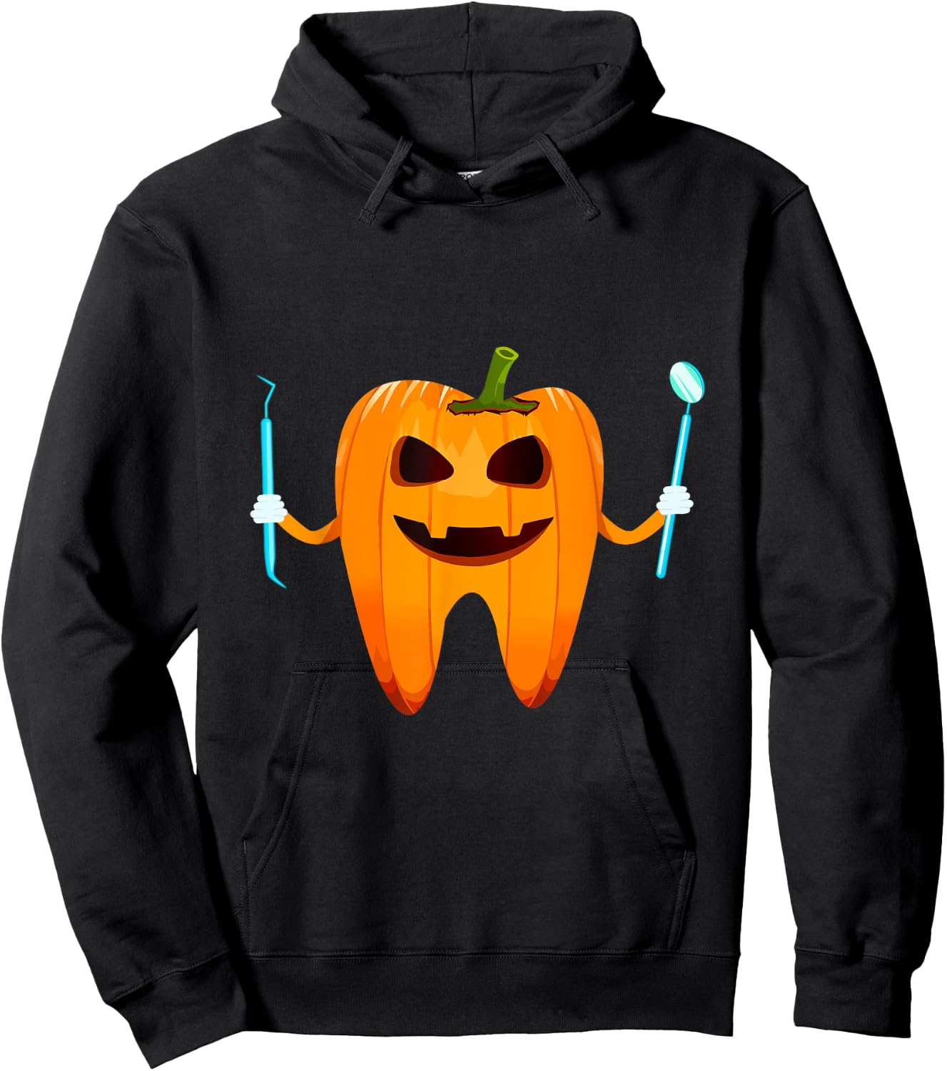 Funny Dental Halloween Tooth Pumpkin Dentist Halloween Gift Hoodie - Hoodie | Black